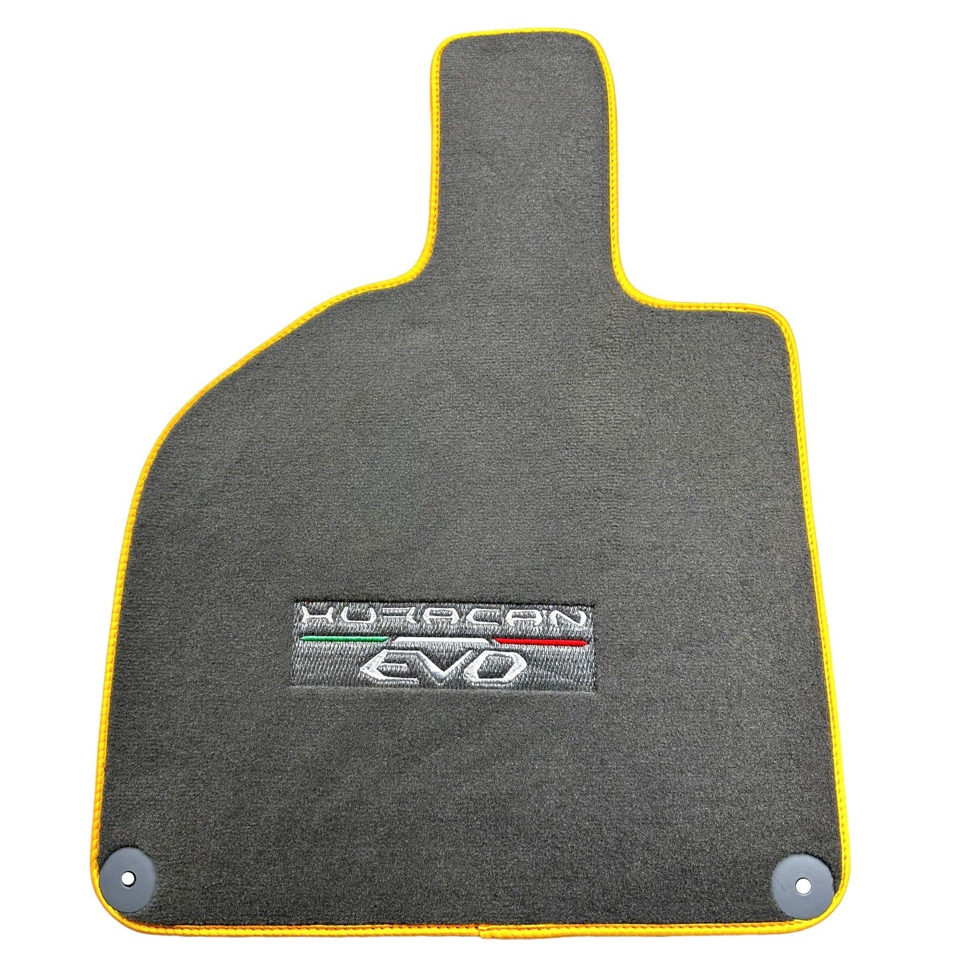 Gray Floor Mats for Lamborghini Huracan EVO (2014-2023) with Yellow Trim - AutoWin