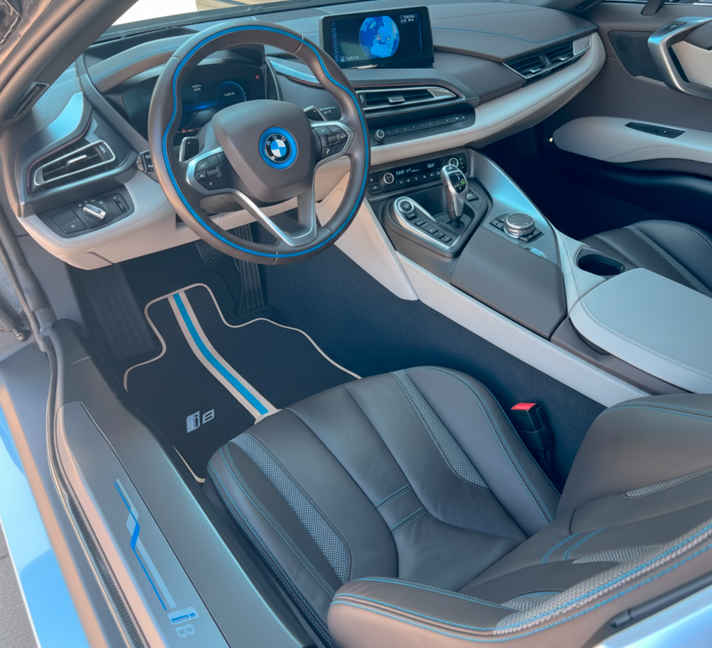 Customizable Leather Floor Mats with Raptor Hex Pattern for BMW i8 Series l12 I15 - AutoWin