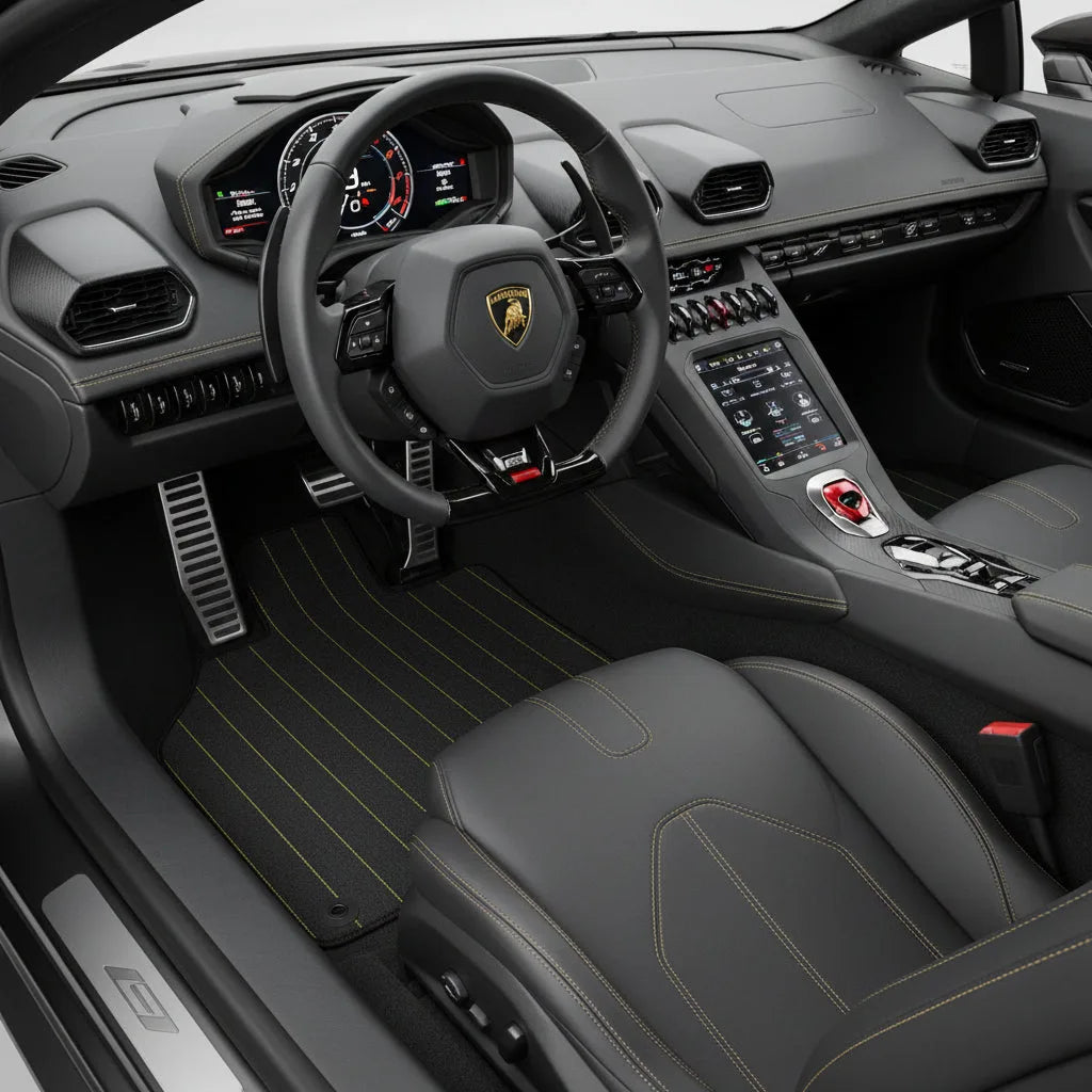Interior look of floor mats for Lamborghini Huracan STO (2021-2024)