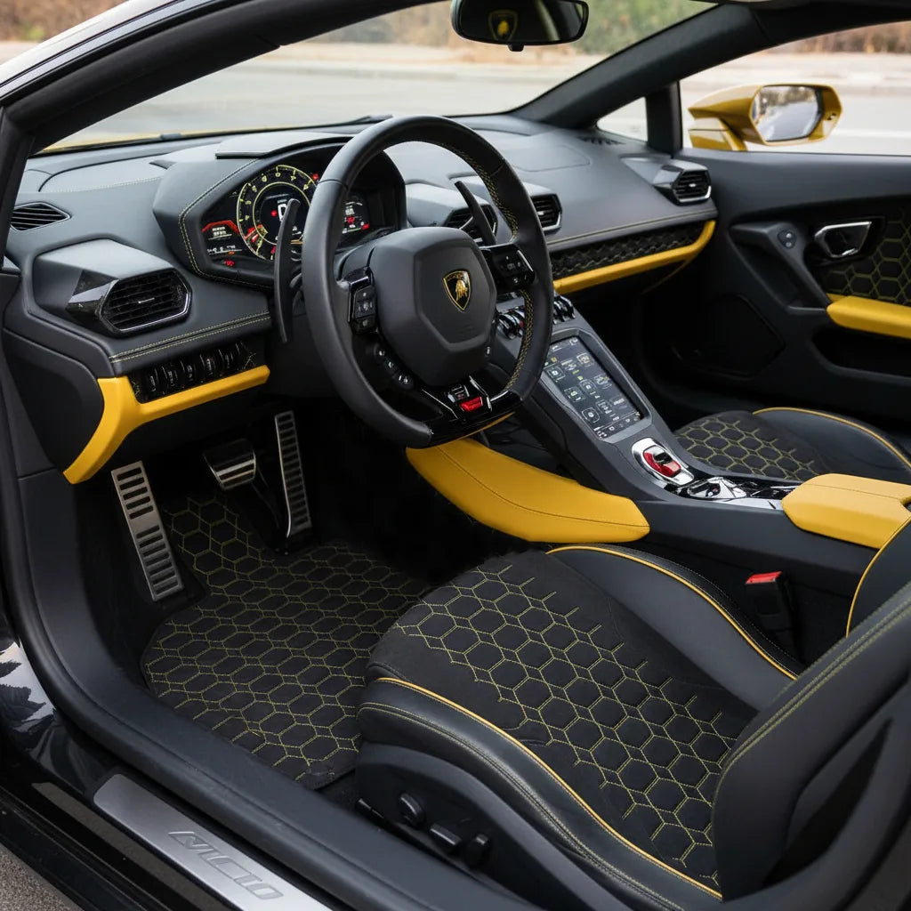 Interior look of floor mats for Lamborghini Huracan STO (2021-2024)
