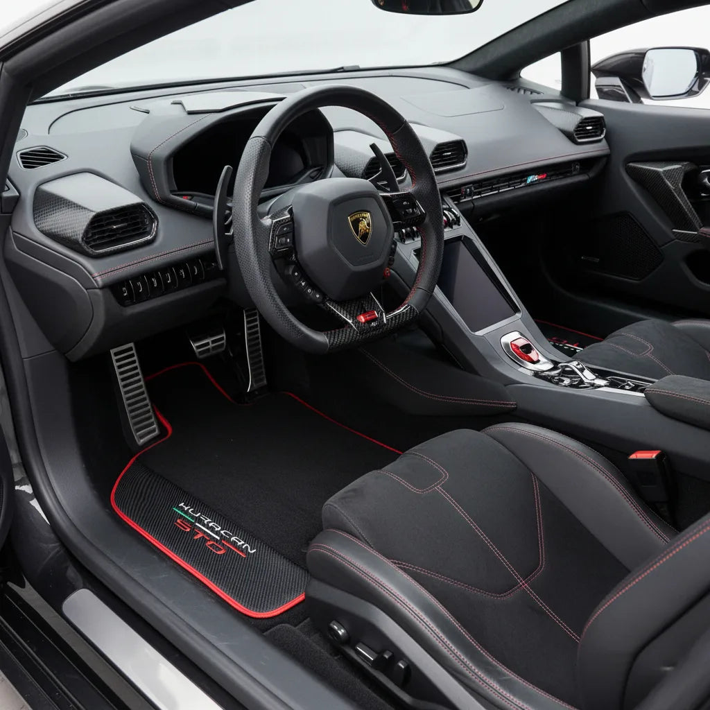 Interior look of floor mats for Lamborghini Huracan STO