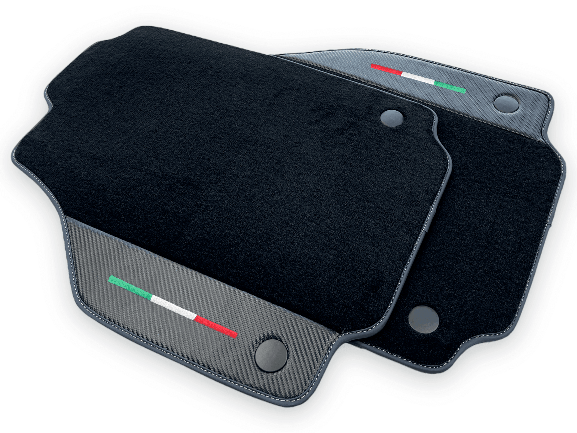 Black Floor Mats For Ferrari 458 Italia 2009-2015 With Carbon Fiber Leather - AutoWin