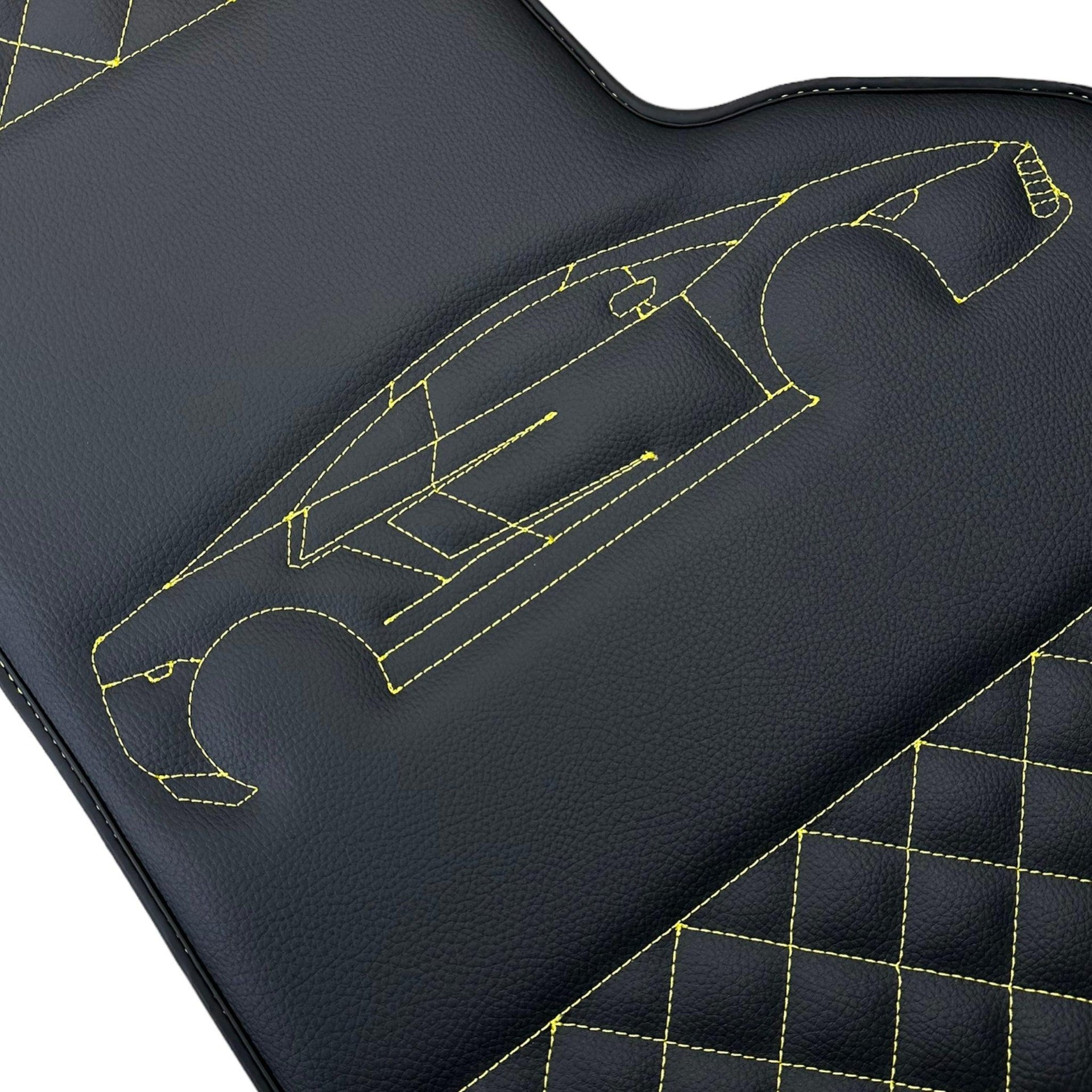 Leather Black Floor Mats for Lamborghini Gallardo Yellow Sewing | ER56 Design - AutoWin