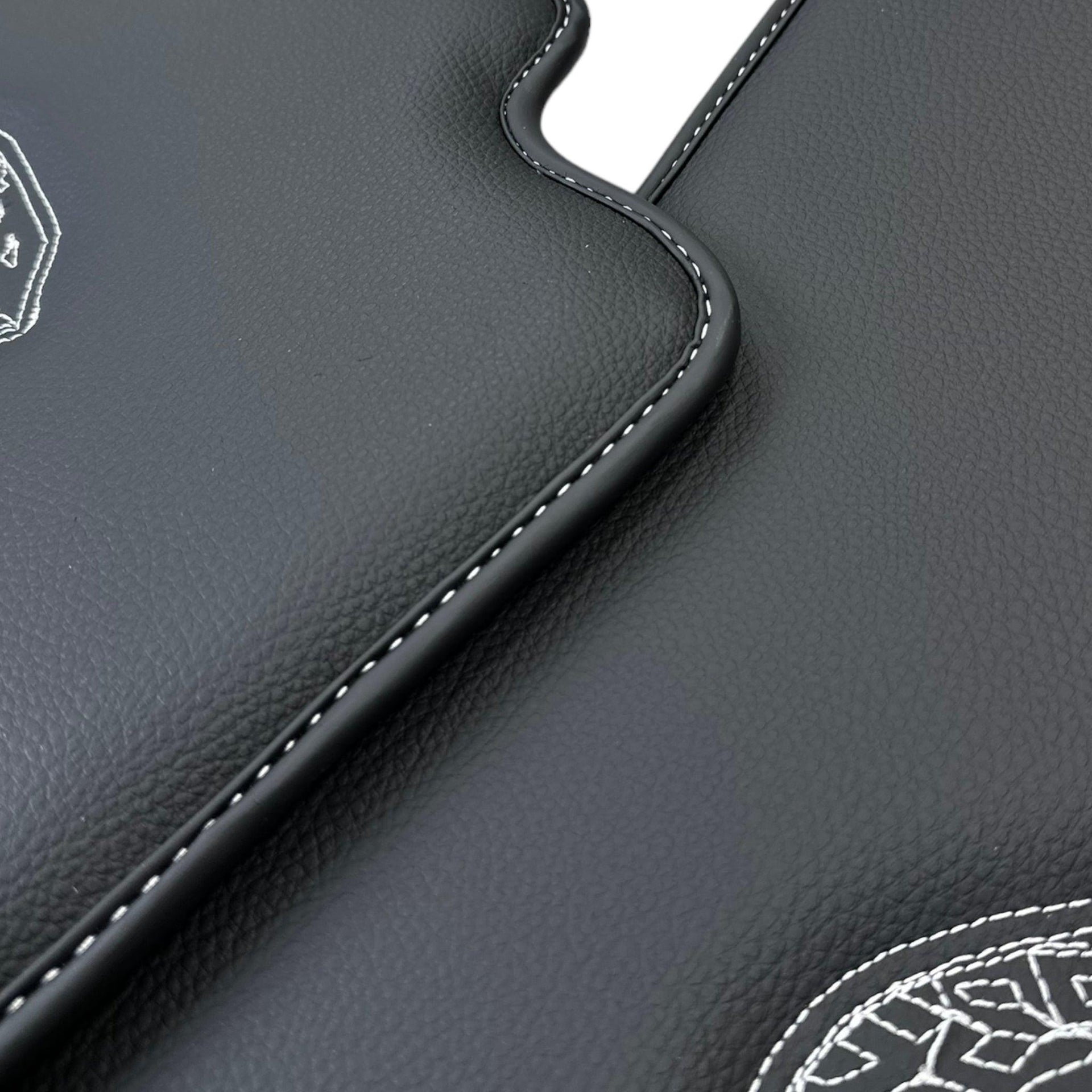 Leather Floor Mats for Ford Mustang GT350 Shelby (2015-2021) with Cobra Sewing - AutoWin