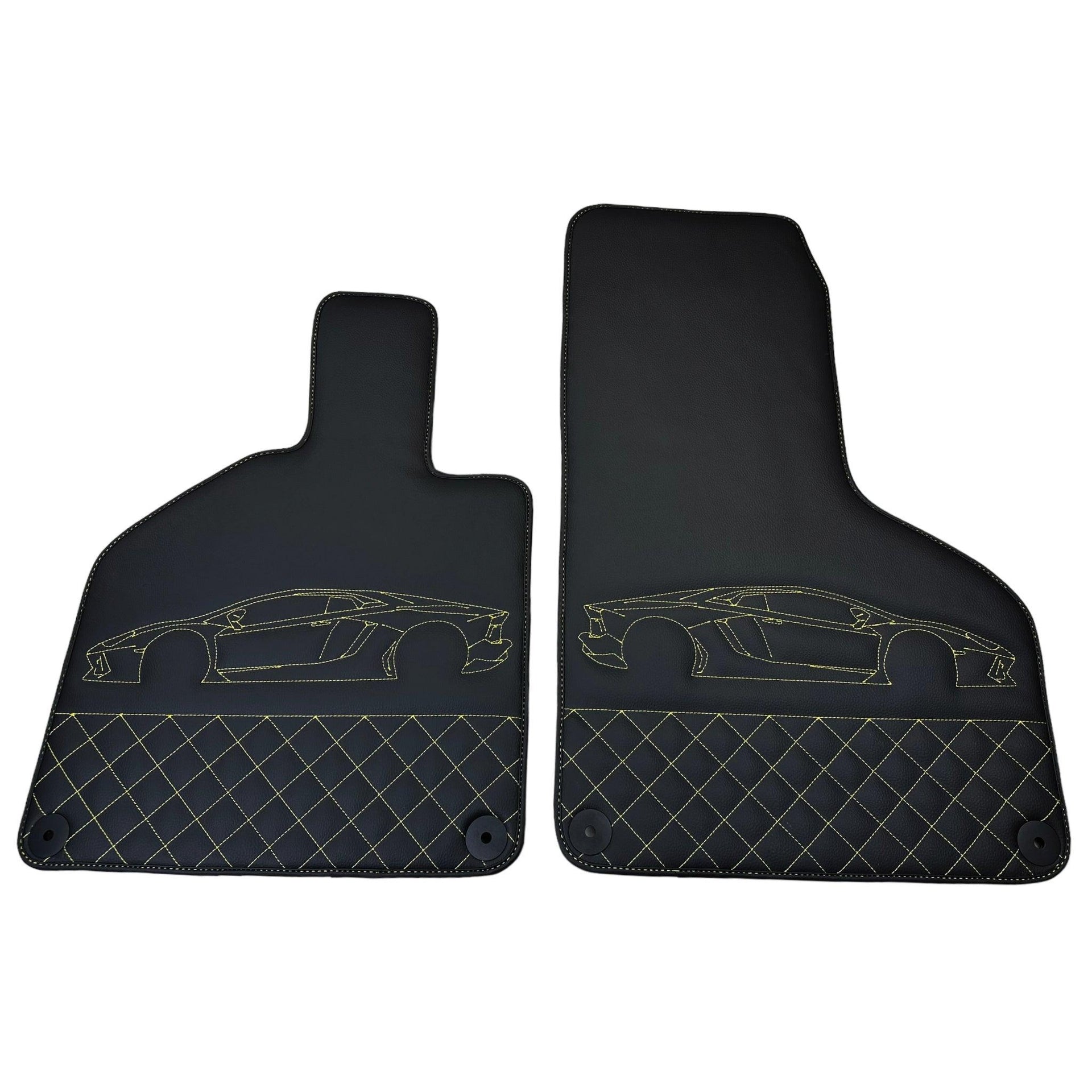 Leather Floor Mats for Lamborghini Huracan Yellow Sewing | ER56 Design - AutoWin