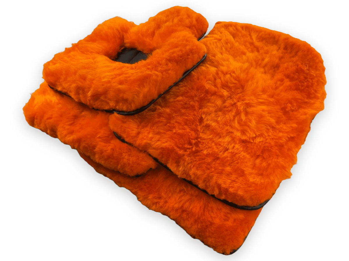 Orange Sheepskin Floor Mats For Rolls Royce Phantom VIII (2017-2024) ER56 Design Brand - AutoWin