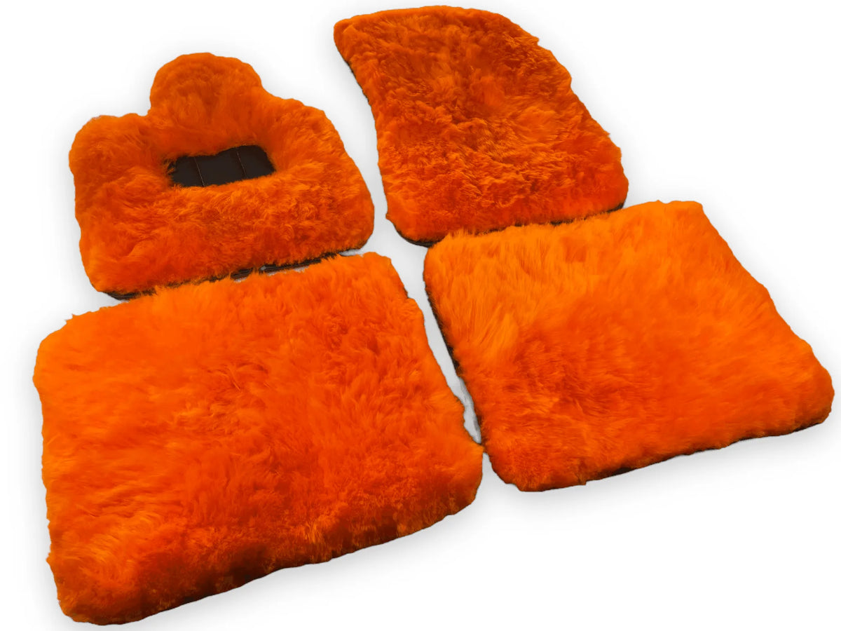 Orange Sheepskin Floor Mats For Rolls Royce Phantom VIII (2017-2024) ER56 Design Brand - AutoWin