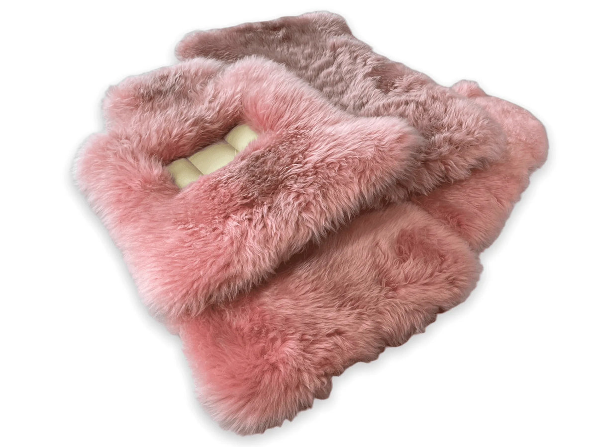 Pink Sheepskin Floor Mats for Rolls Royce Phantom VIII (2017-2024) ER56 Design Brand - AutoWin