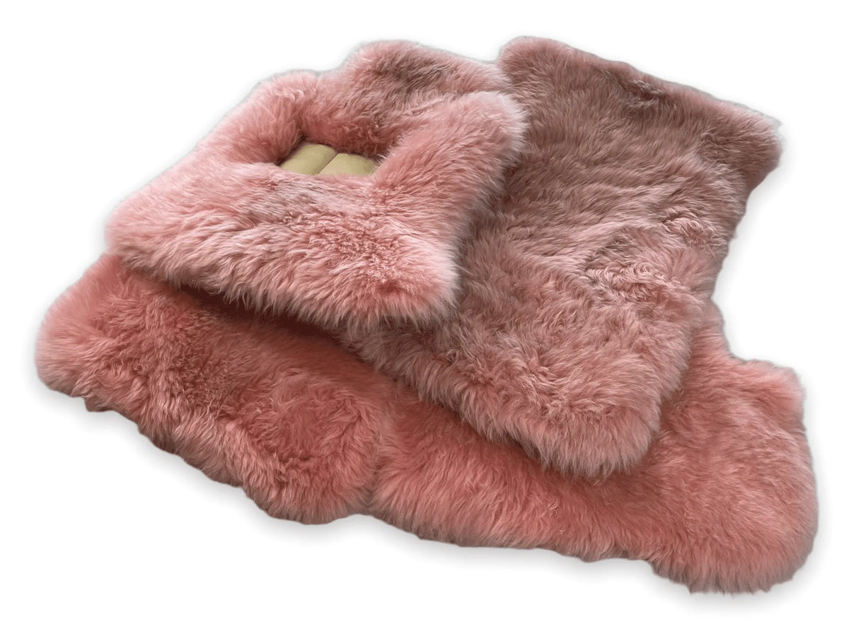 Pink Sheepskin Floor Mats for Rolls Royce Phantom VIII (2017-2024) ER56 Design Brand - AutoWin