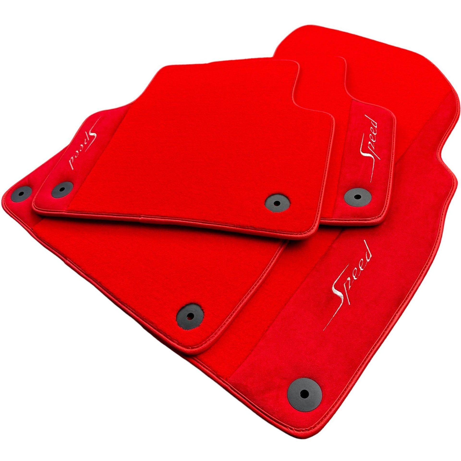 Red Floor Mats For Bentley Bentayga (2015-2023) with Alcantara Leather - AutoWin