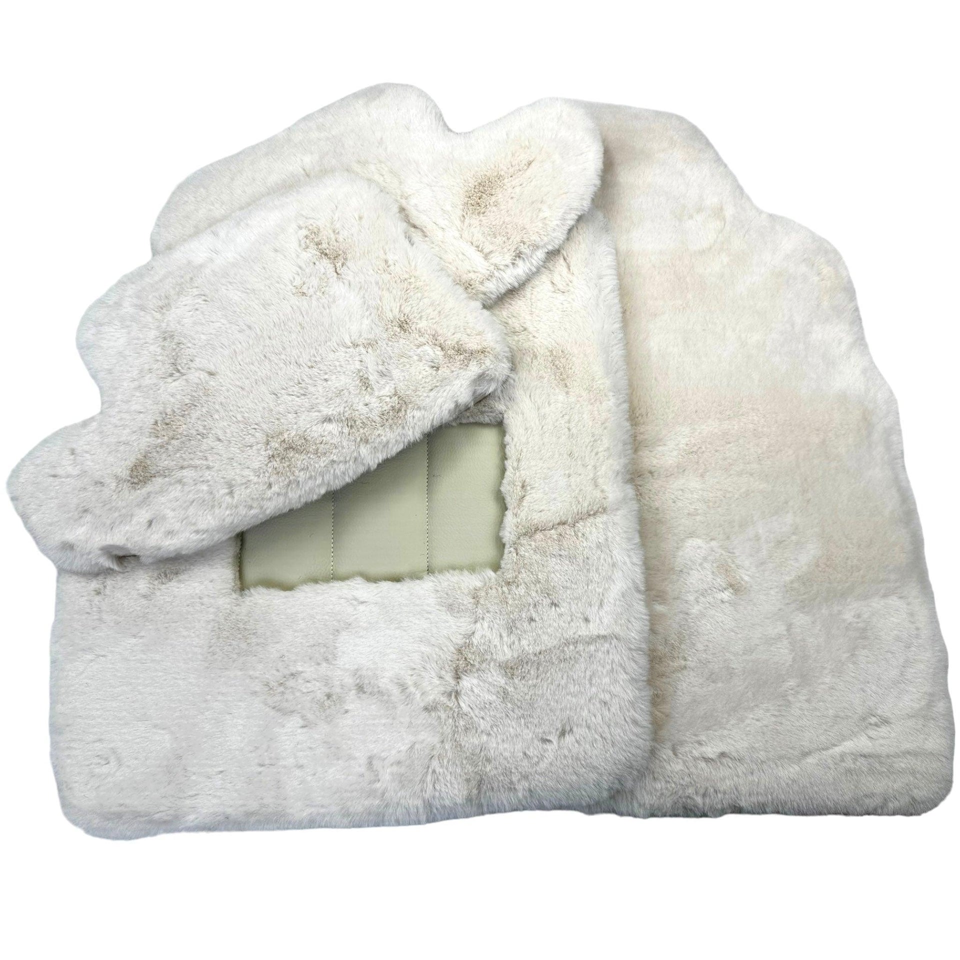 White Sheepskin Floor Mats for Bentley Continental GTC (2011-2018) ER56 Design - AutoWin