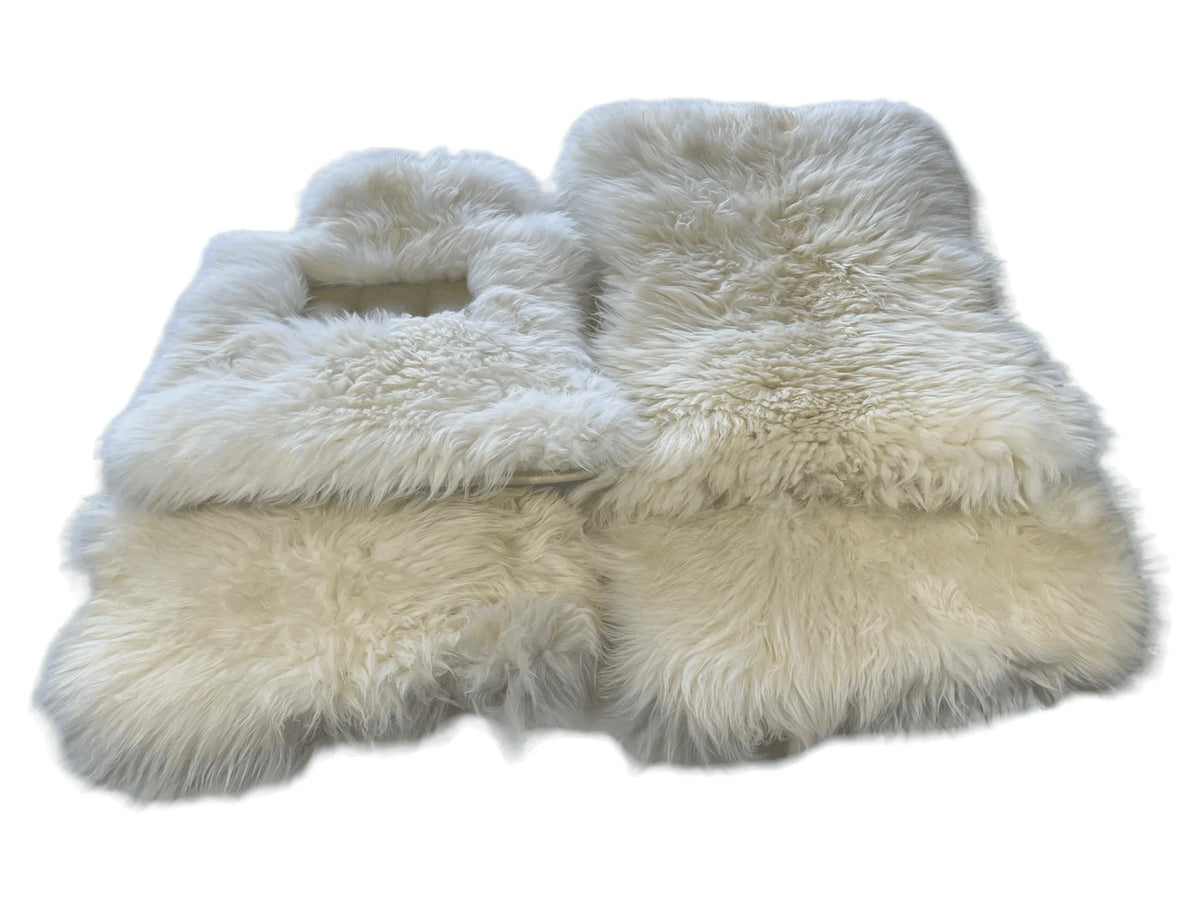 White Sheepskin Floor Mats For Rolls Royce Phantom VIII (2017-2024) ER56 Design Brand - AutoWin