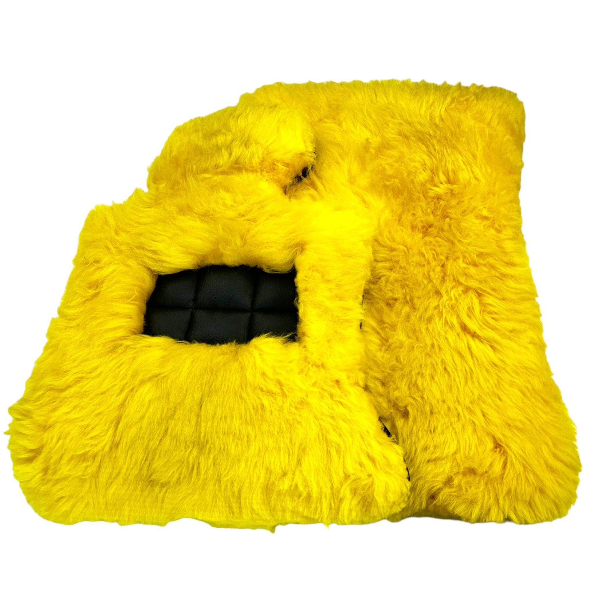 Yellow Sheepskin Floor Mats for Rolls Royce Dawn (2016-2023) ER56 Design Brand - AutoWin