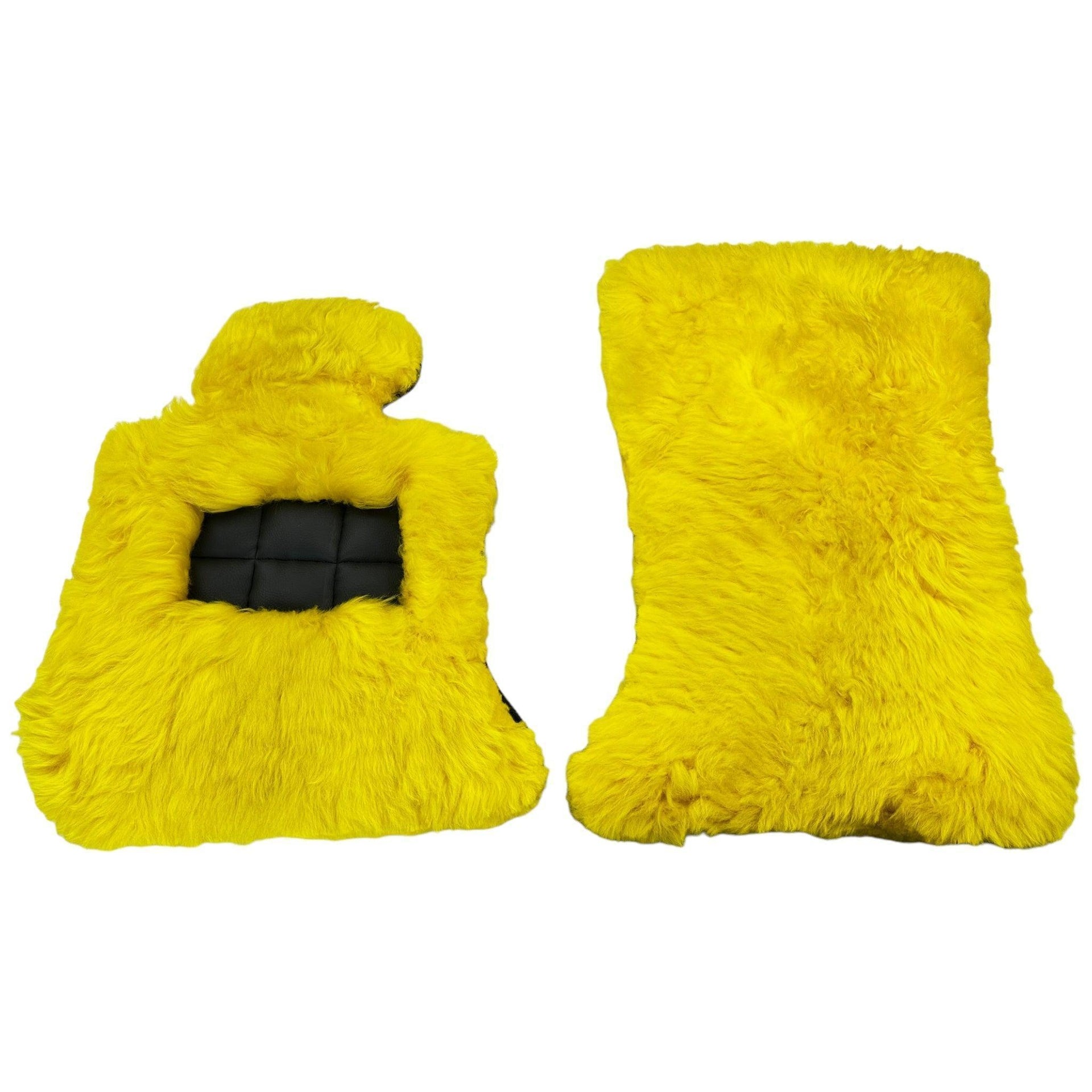 Yellow Sheepskin Floor Mats for Rolls Royce Ghost Series II (2021-2024) ER56 Design Brand - AutoWin