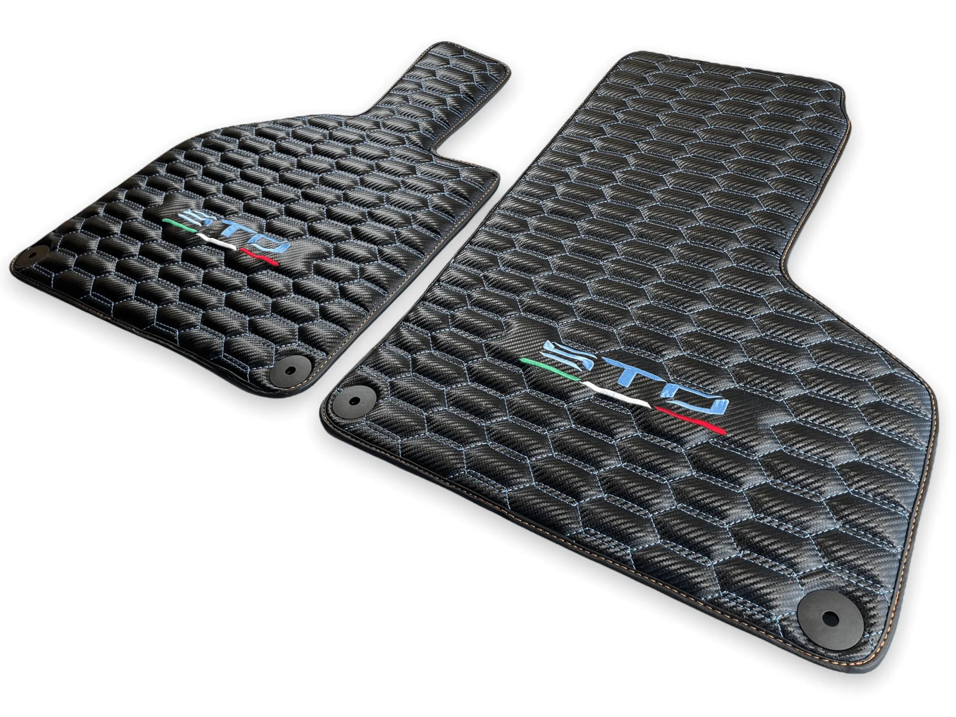 Blue Stitched Carbon Mats for Lamborghini Huracan Sto