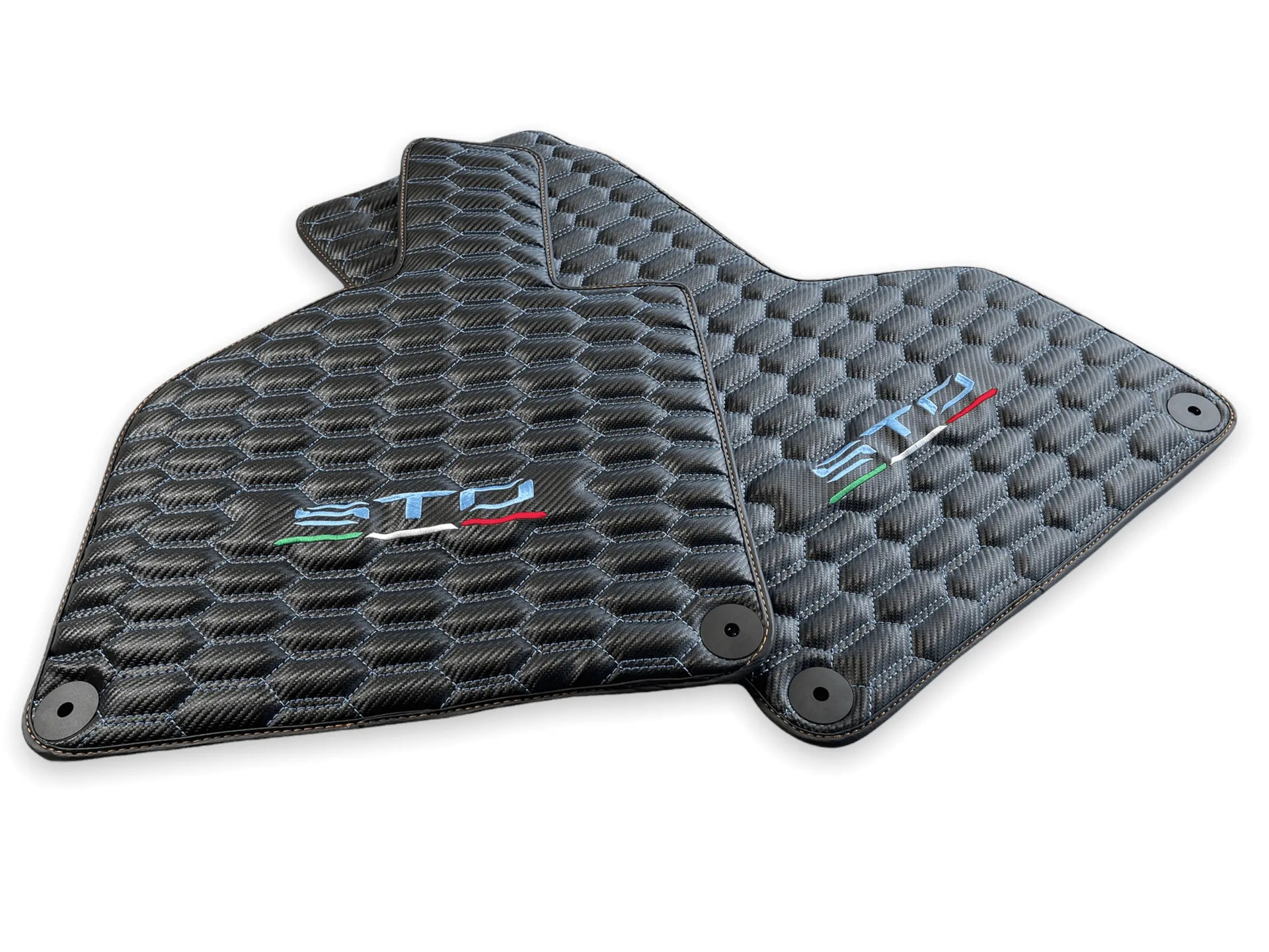 Blue Stitched Carbon Mats for Lamborghini Huracan Sto