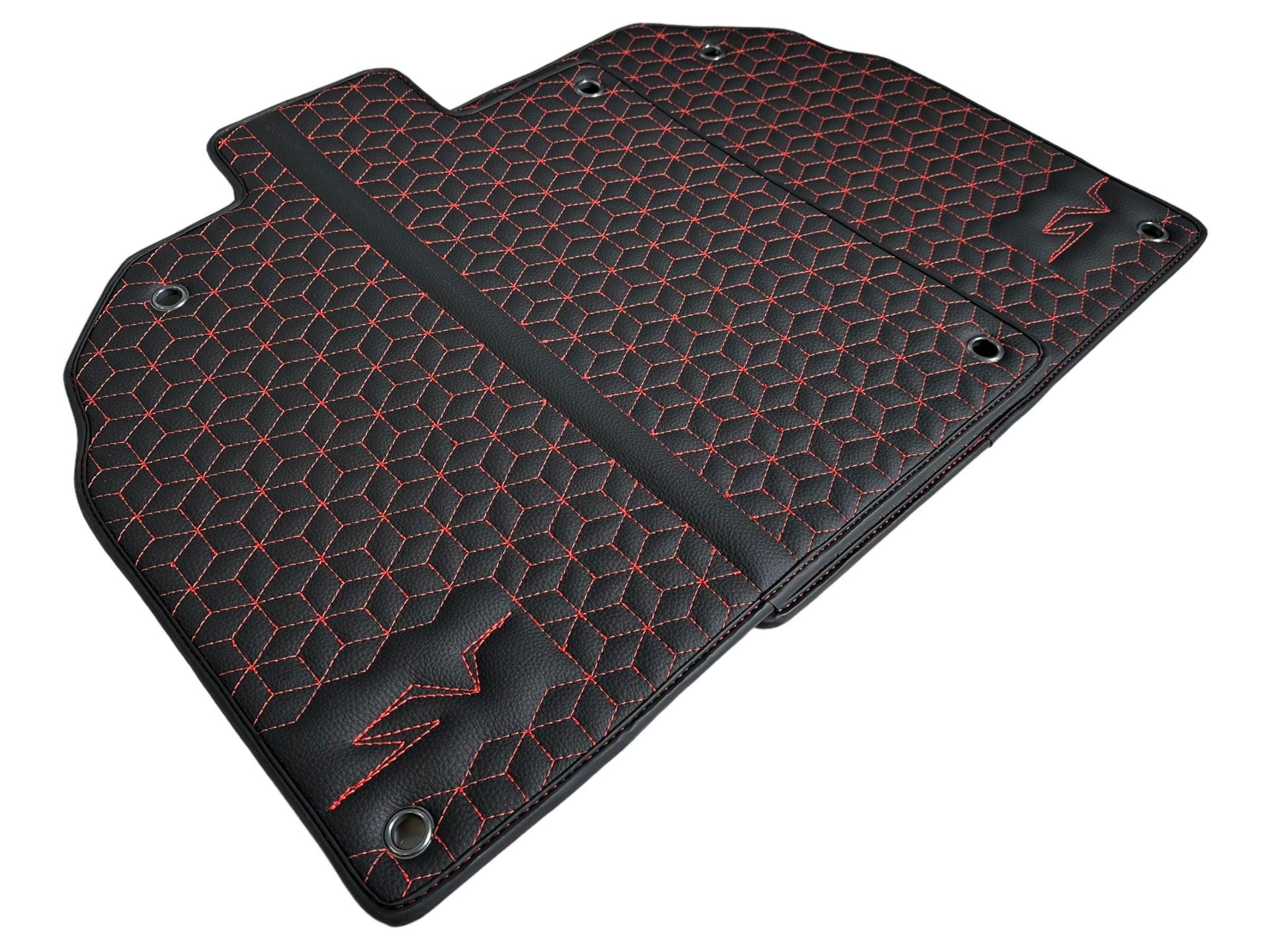 Leather Floor Mats for Lamborghini Aventador SV | Red Stitching - AutoWin
