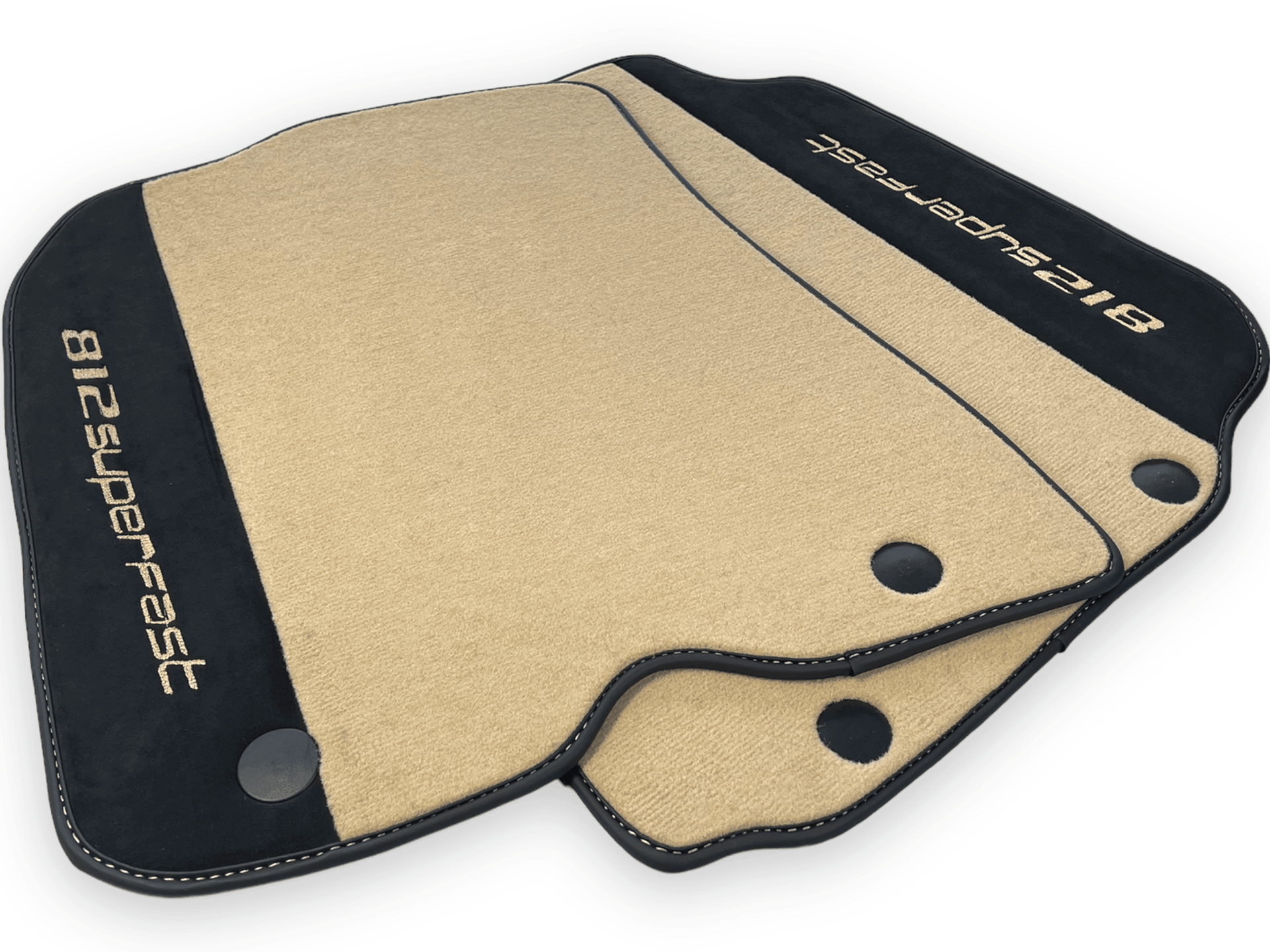 Beige Floor Mats For Ferrari 812 Superfast With Alcantara Leather - AutoWin