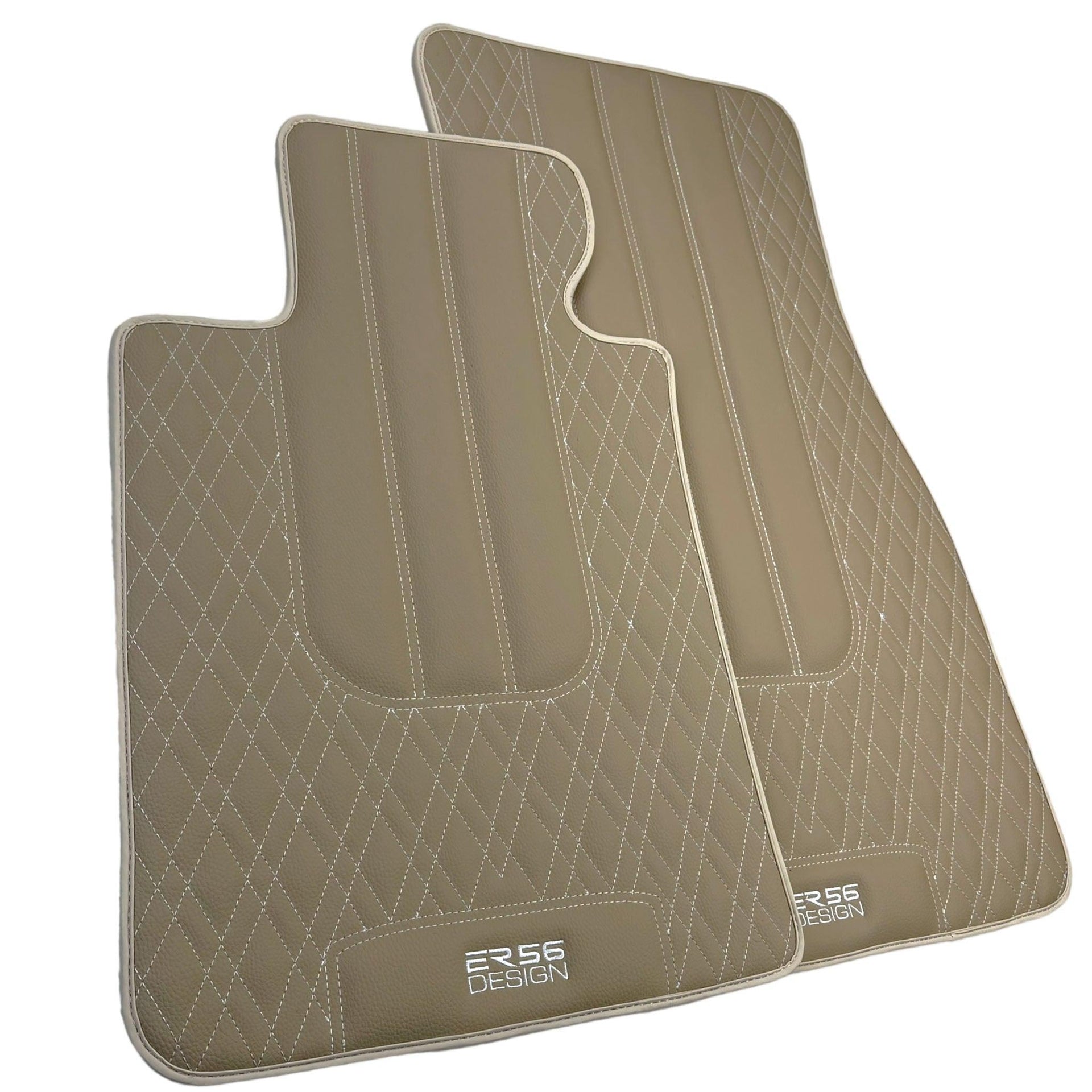 Beige Leather Floor Mats For BMW 3 Series E46 Convertible - AutoWin