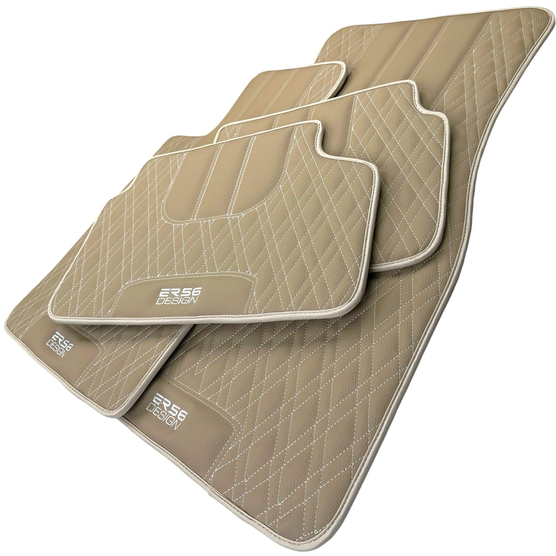 Beige Leather Floor Mats For BMW M3 E92 - AutoWin