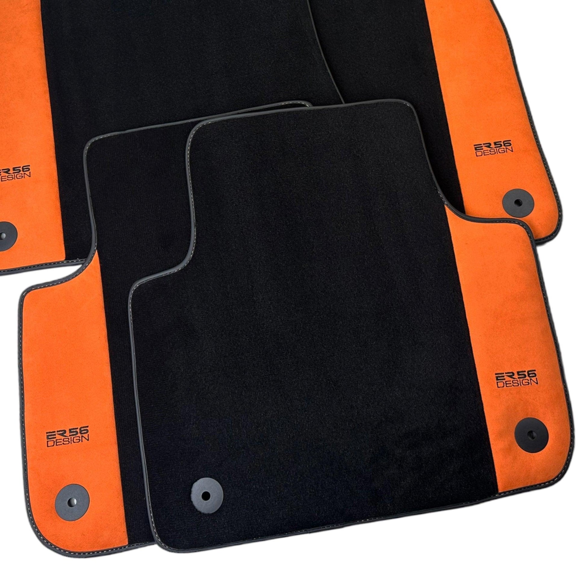 Black Floor Mats for Audi A1 3-door Hatchback 2010-2018 With Orange Alcantara | ER56 Design - AutoWin
