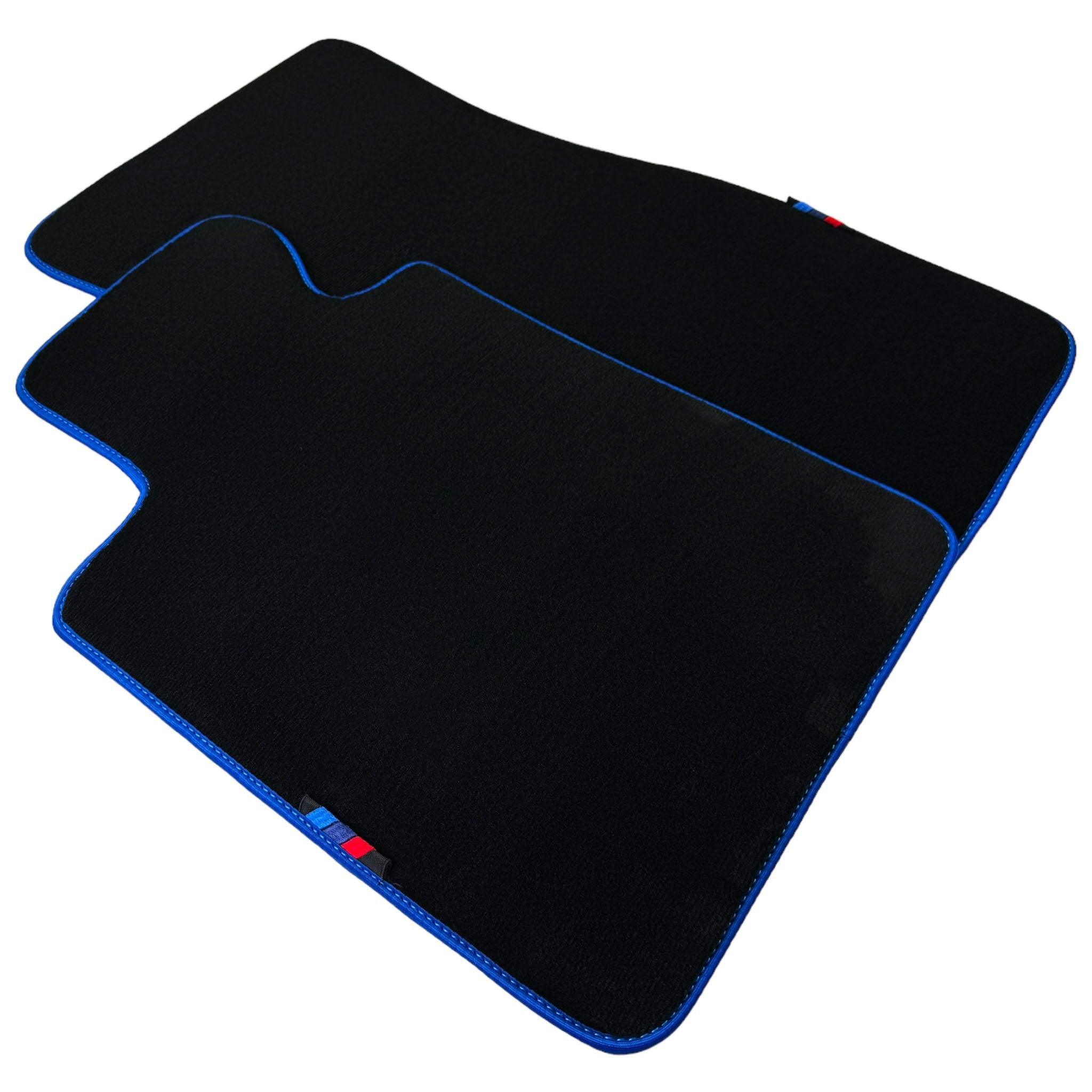 Black Floor Mats For BMW 1 Series E81 | Blue Trim - AutoWin