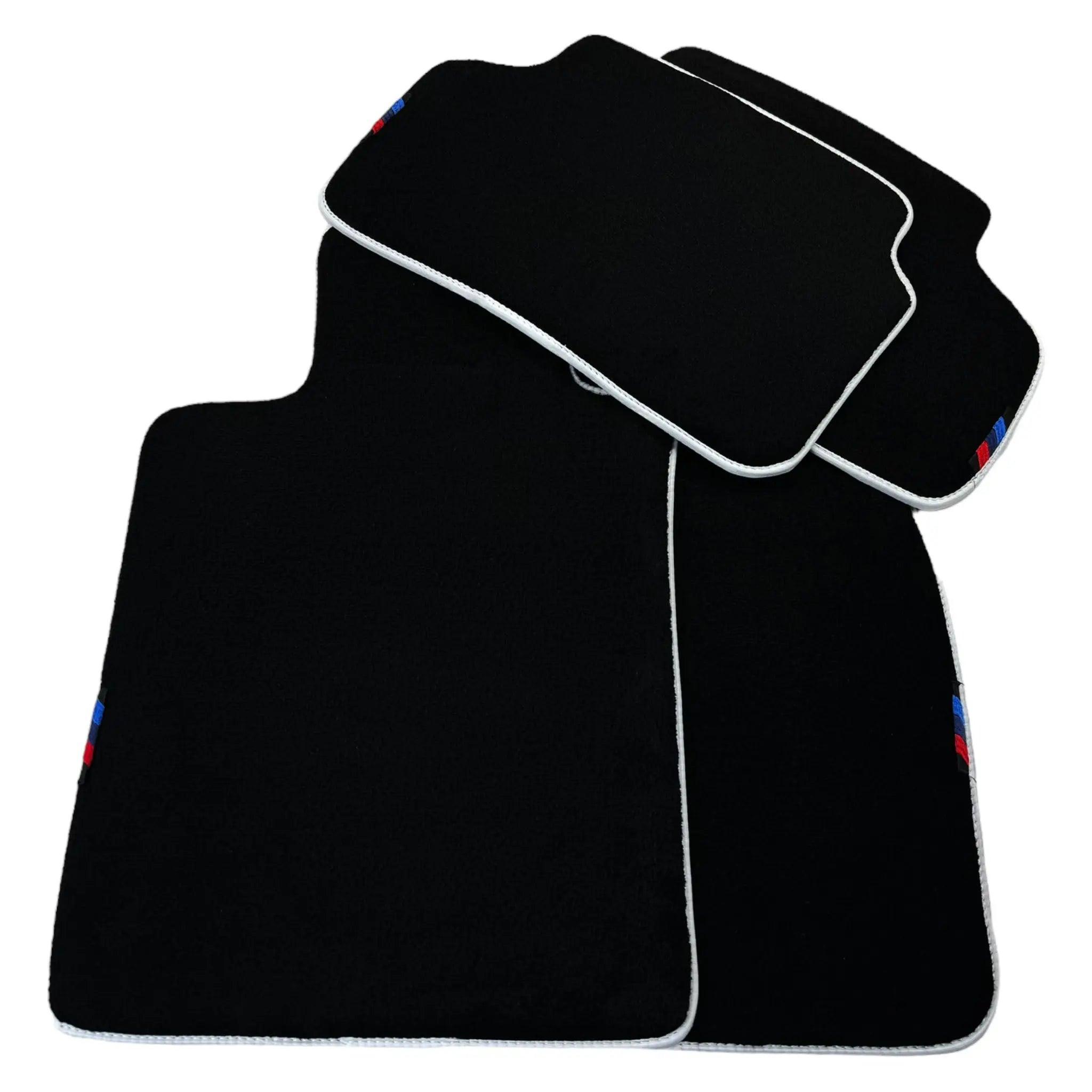 Black Floor Mats For BMW 1 Series E81 | White Trim - AutoWin