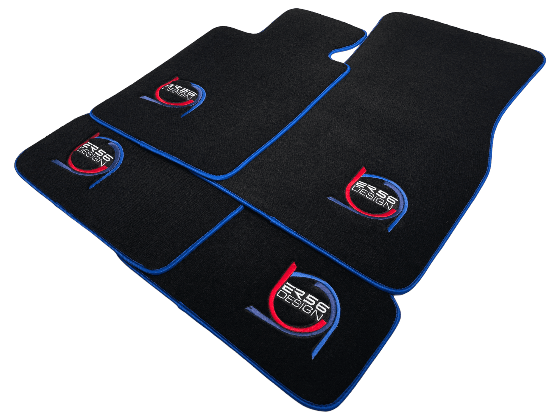 Black Floor Mats For BMW X5M E70 SUV ER56 Design Limited Edition Blue Trim - AutoWin