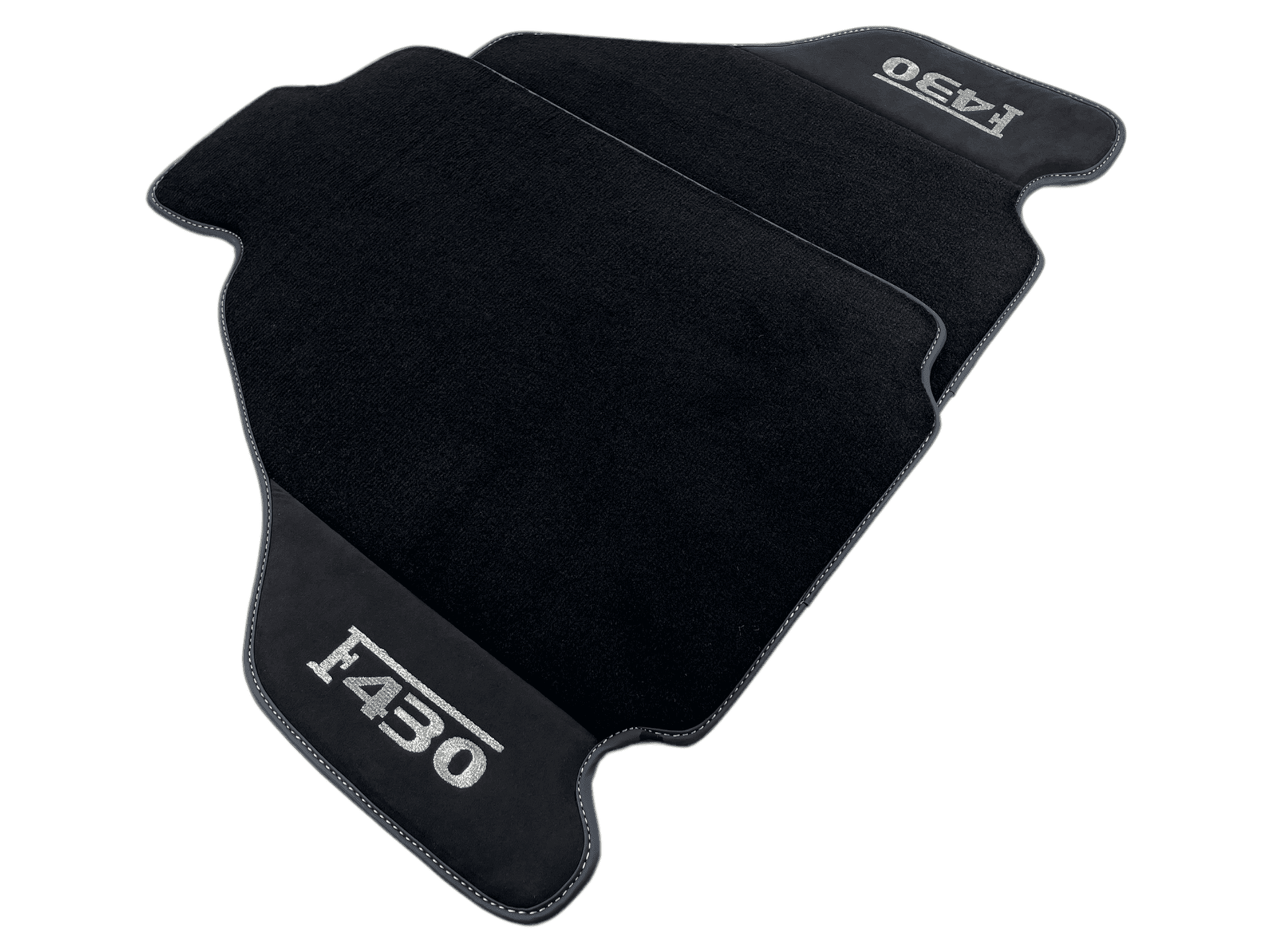 Black Floor Mats For Ferrari F430 2004-2009 With Alcantara Leather - AutoWin