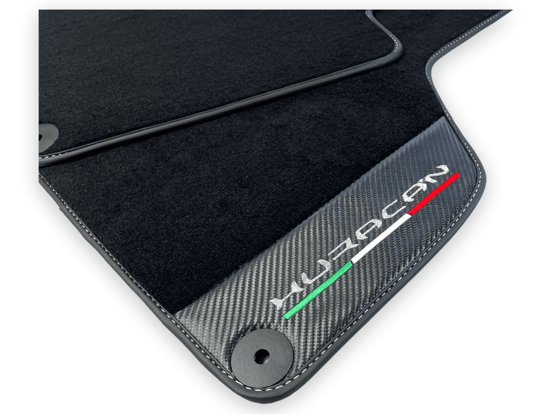Black Floor Mats for Lamborghini Huracan With Carbon Fiber Leather - AutoWin