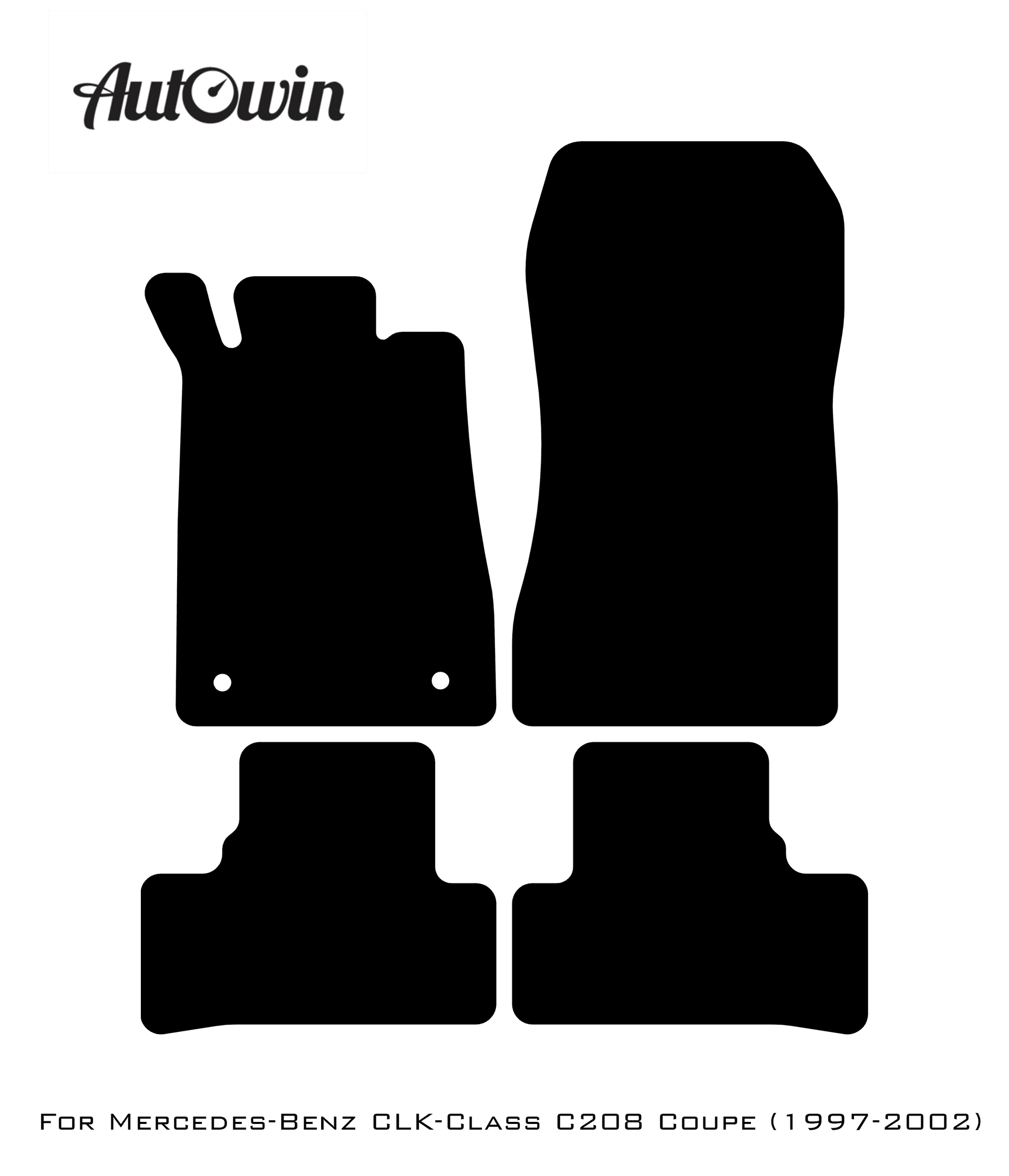 Black Floor Mats For Mercedes Benz CLK-Class C208 Coupe (1997-2002) | AutoWin Edition - AutoWin