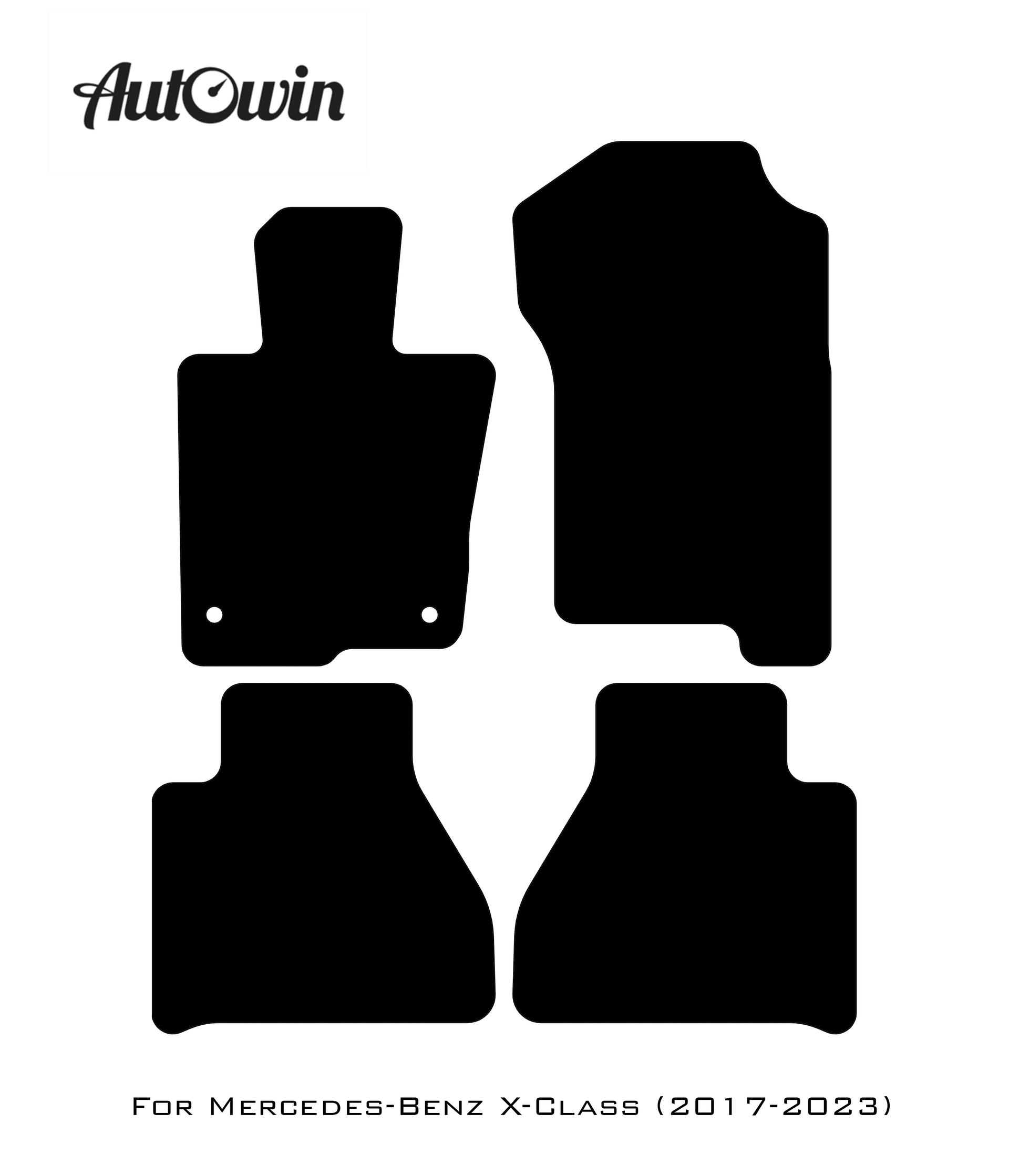 Black Floor Mats For Mercedes Benz X-Class W470 (2017-2023) | AutoWin Edition - AutoWin