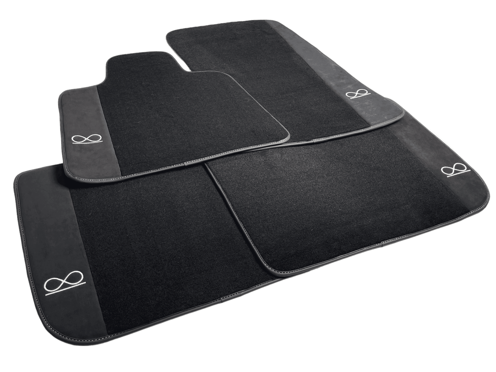Black Floor Mats For Rolls Royce Black Badge Ghost Fluorescent Logo - AutoWin