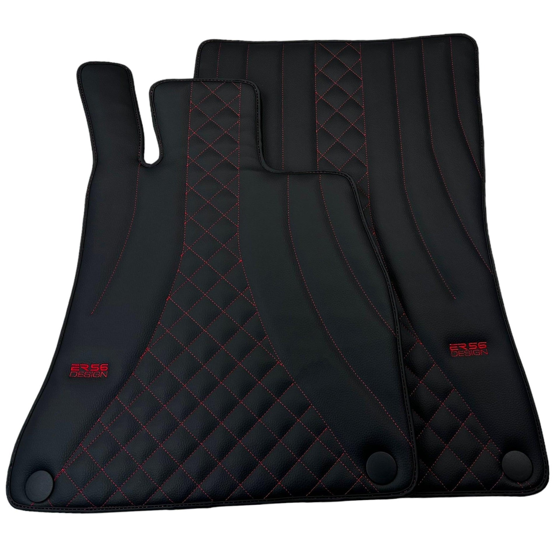 Black Leather Floor Mats For Mercedes Benz S-Class A217 Convertible (2014-2023) | ER56 Design - AutoWin