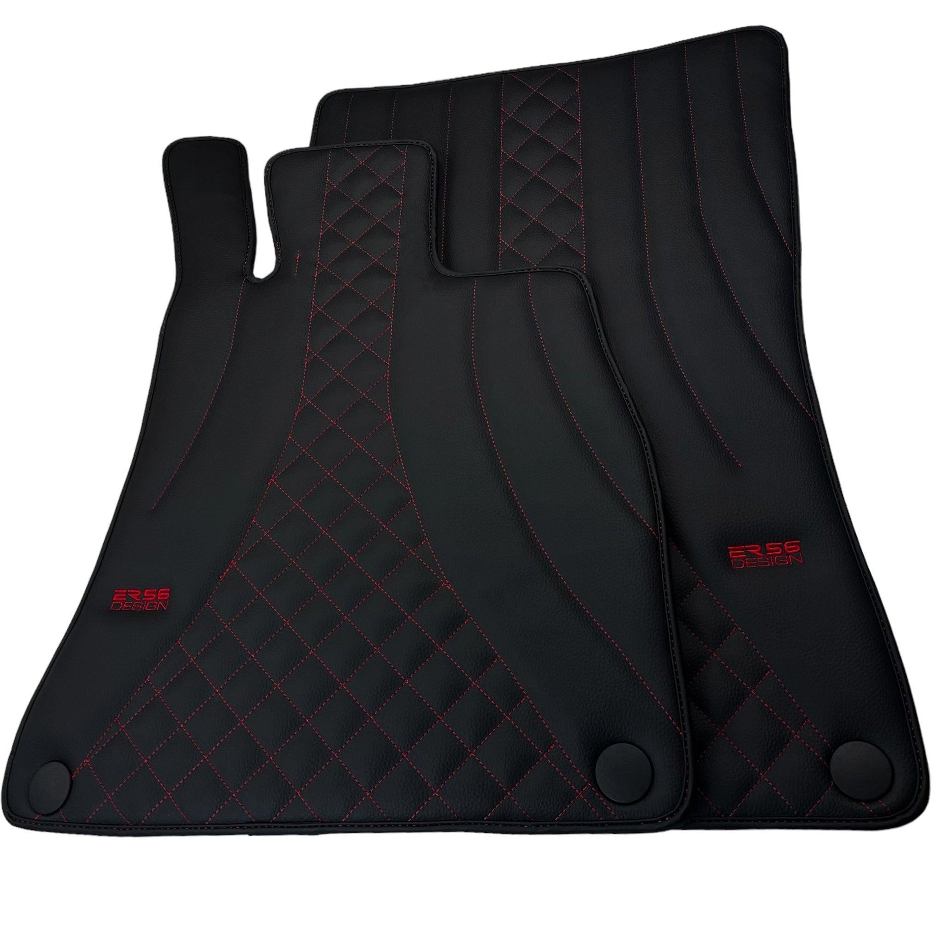 Black Leather Floor Mats For Mercedes Benz S-Class C126 Coupe (1981-1991) | ER56 Design - AutoWin