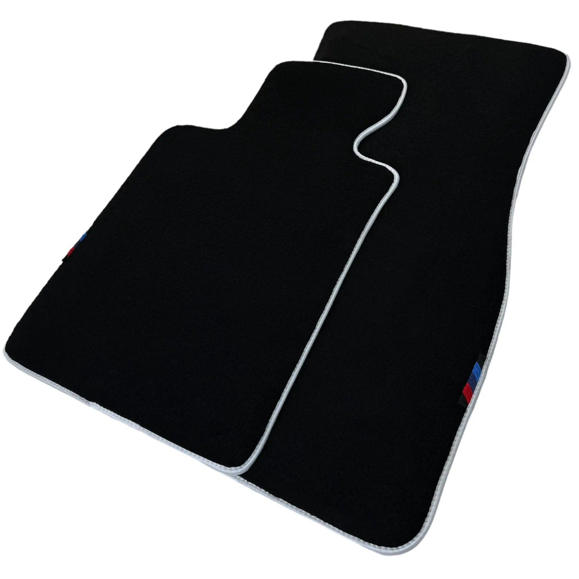 Black Mats For BMW 3 Series E46 Convertible | White Trim - AutoWin