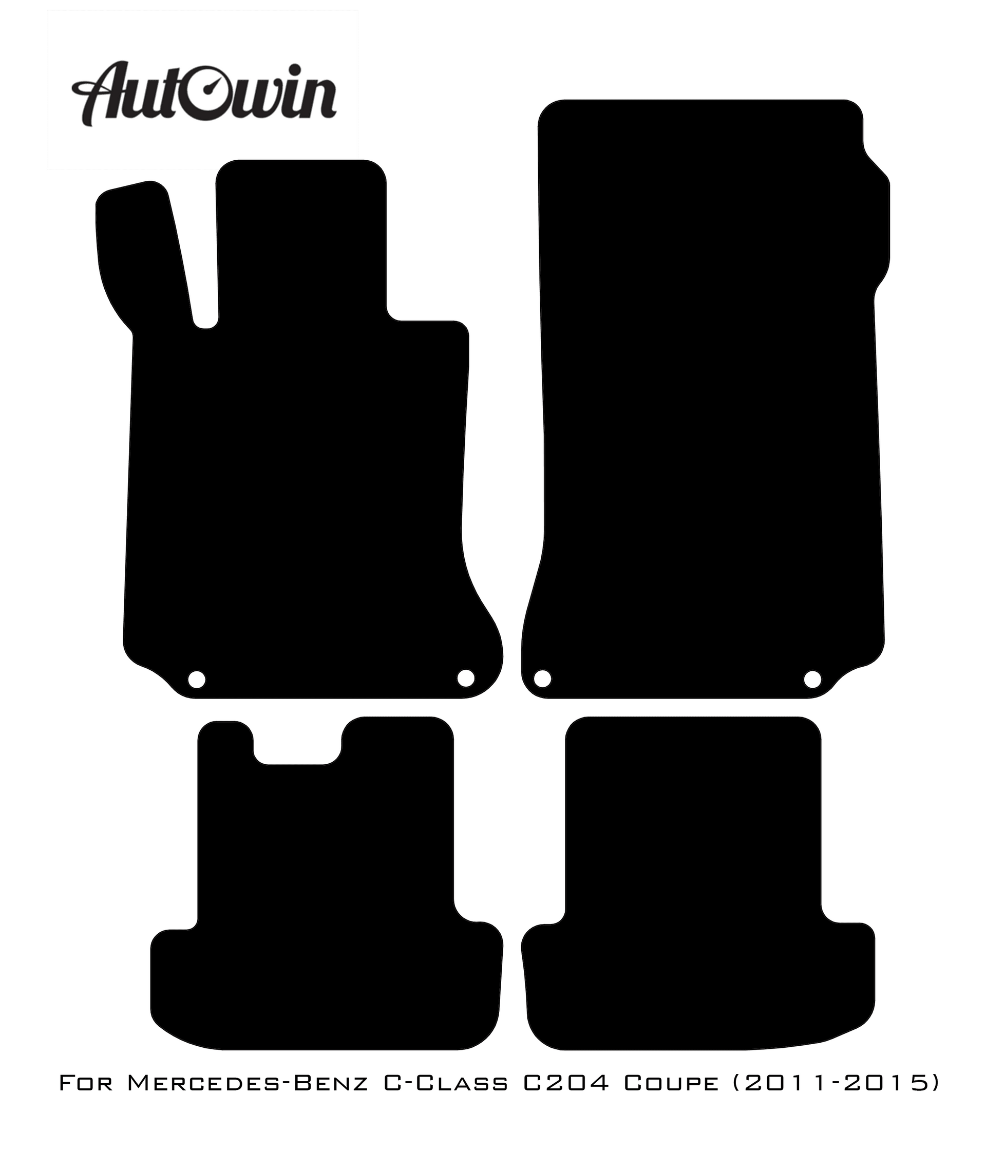 Black Sheepskin Floor Mats For Mercedes Benz C-Class C204 Coupe (2011-2015) | ER56 Design - AutoWin