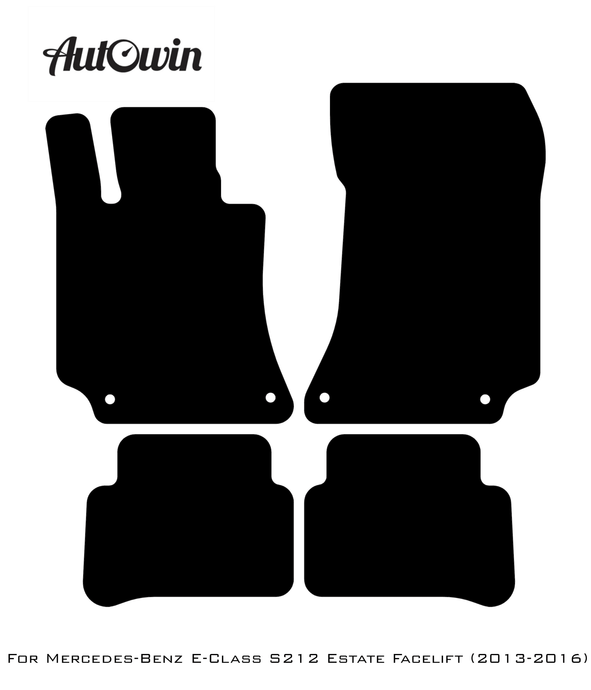 Black Sheepskin Floor Mats For Mercedes Benz E-Class S212 Estate Facelift (2013-2016) | ER56 Design - AutoWin