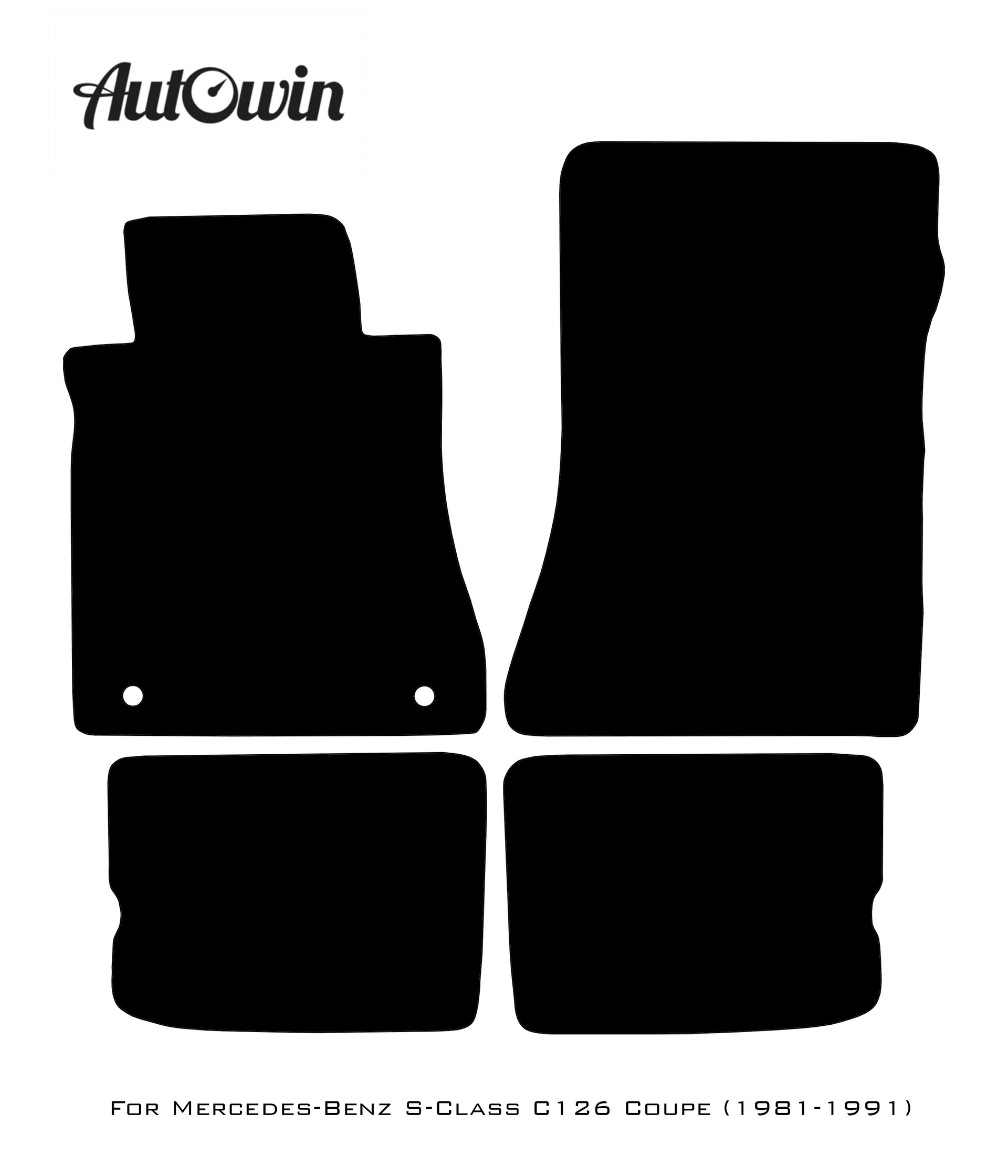 Black Sheepskin Floor Mats For Mercedes Benz S-Class C126 Coupe (1981-1991) | ER56 Design - AutoWin