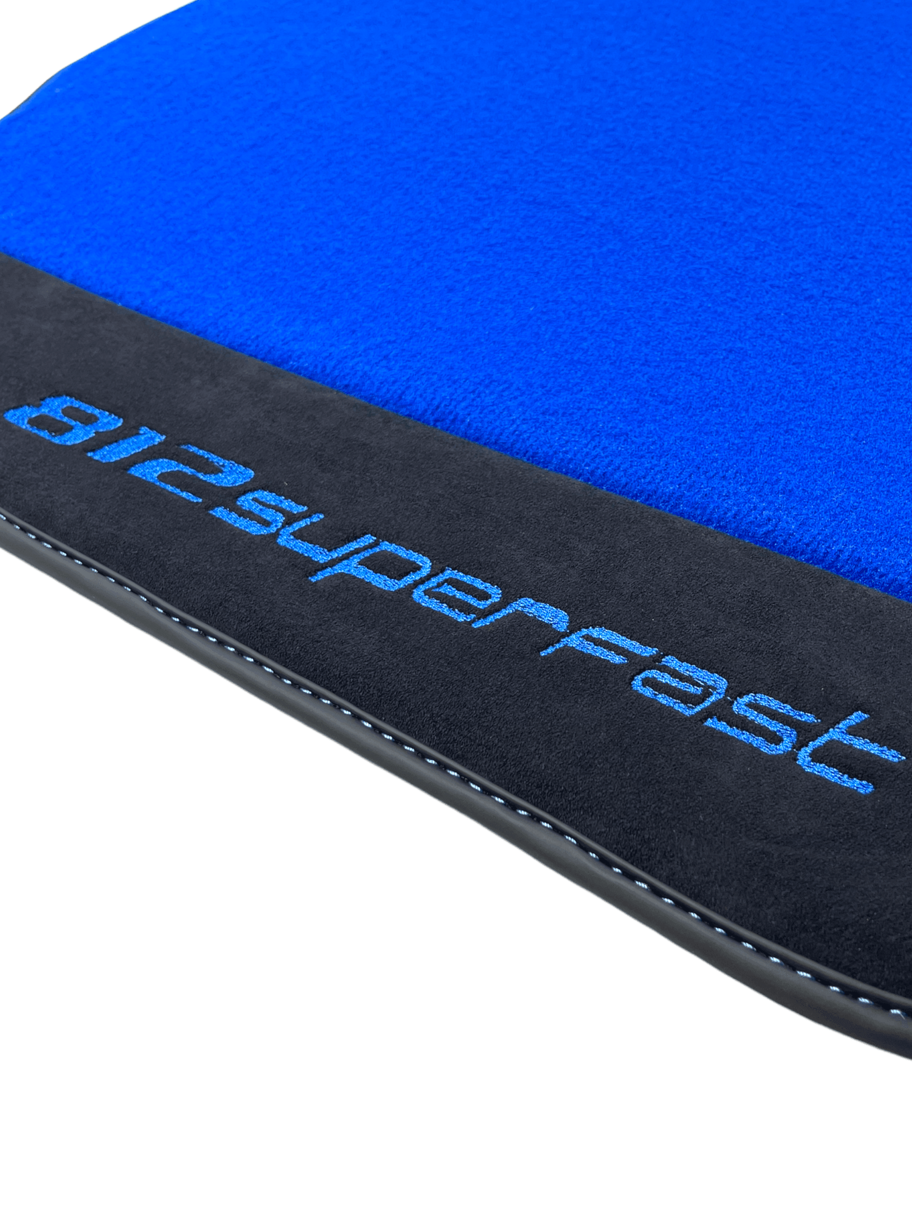Blue Floor Mats For Ferrari 812 Superfast With Alcantara Leather - AutoWin