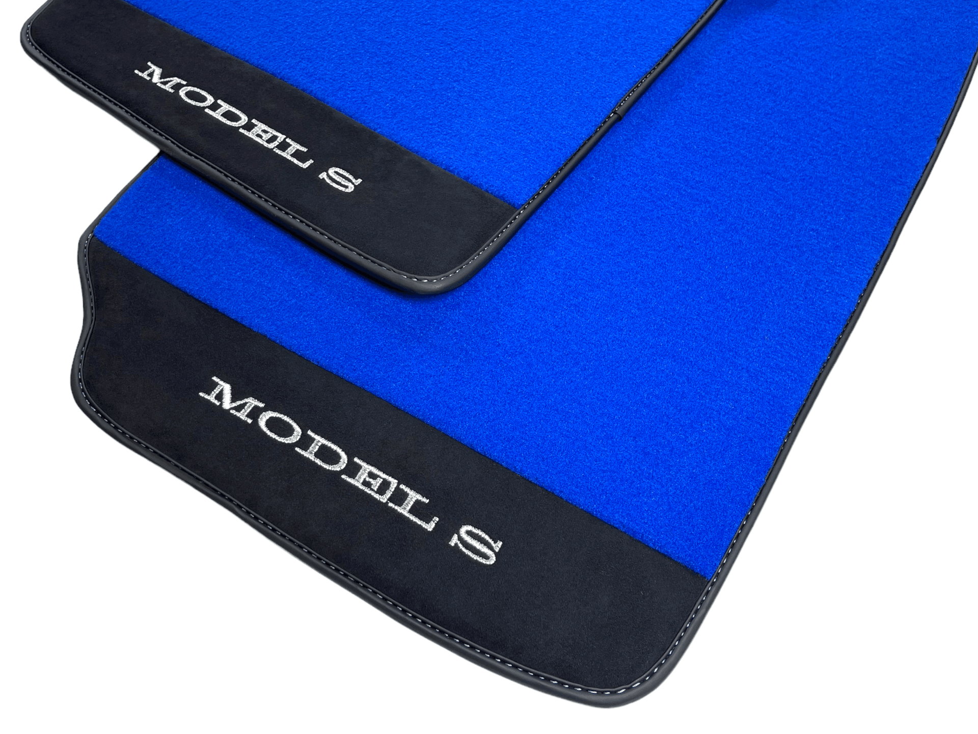 Blue Floor Mats For Tesla Model S With Alcantara Leather - AutoWin