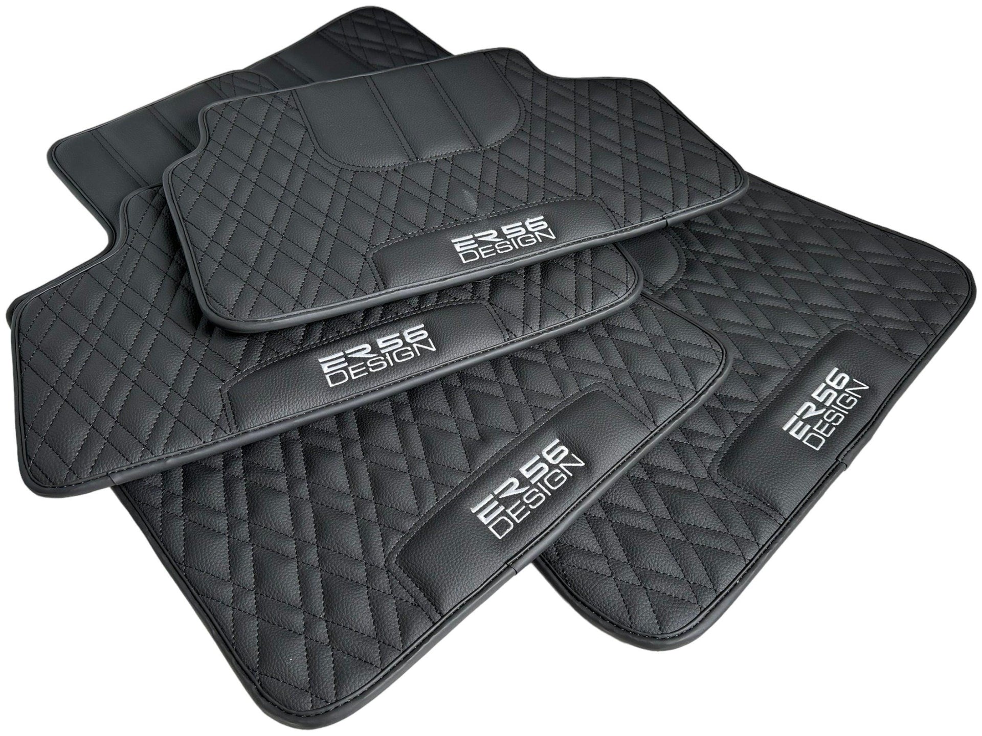 Floor Mats For BMW 7 Series E65 Black Leather ER56 Design - AutoWin