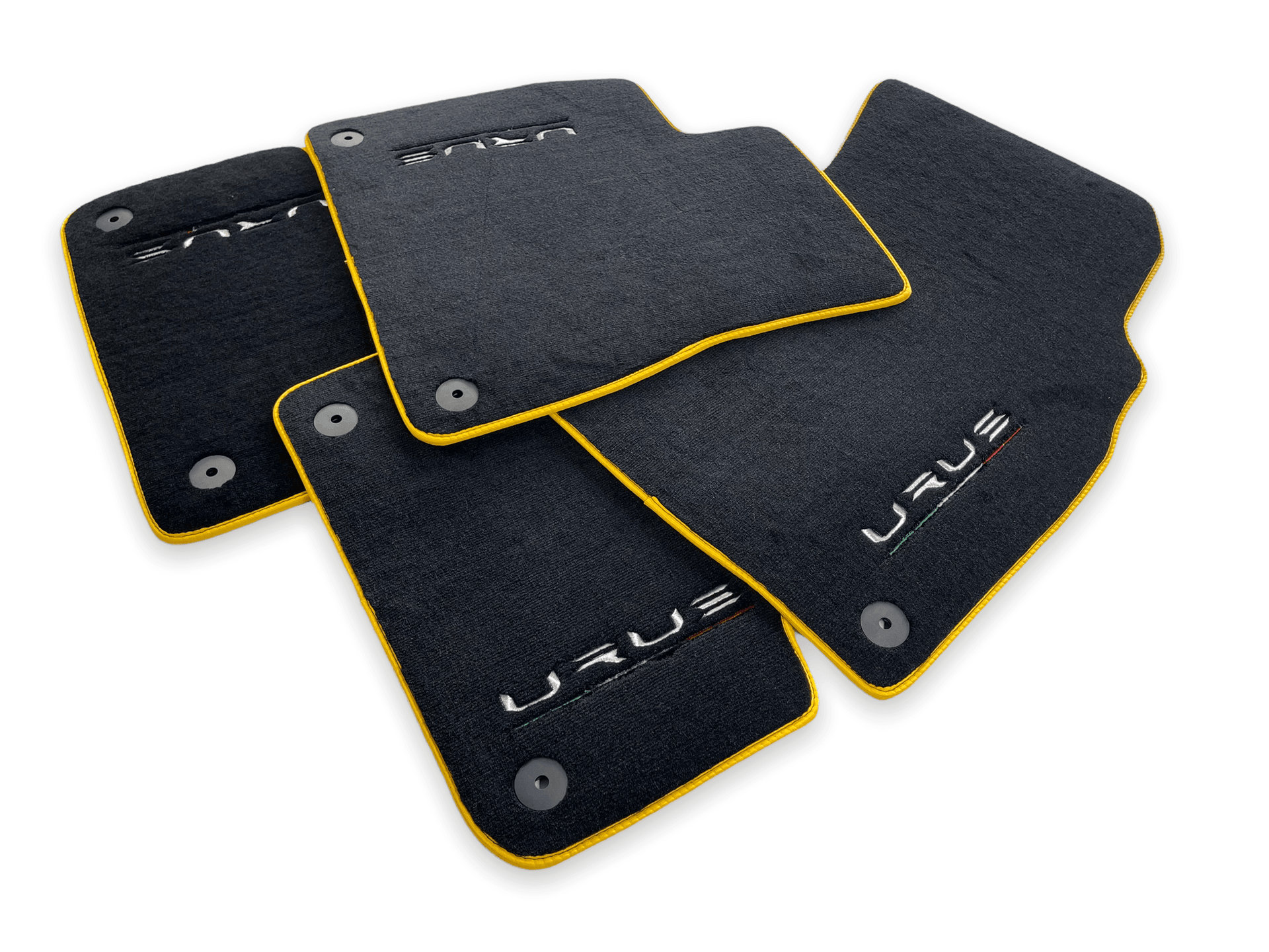 Floor Mats For Lamborghini Urus Black Tailored With Yellow Trim - AutoWin