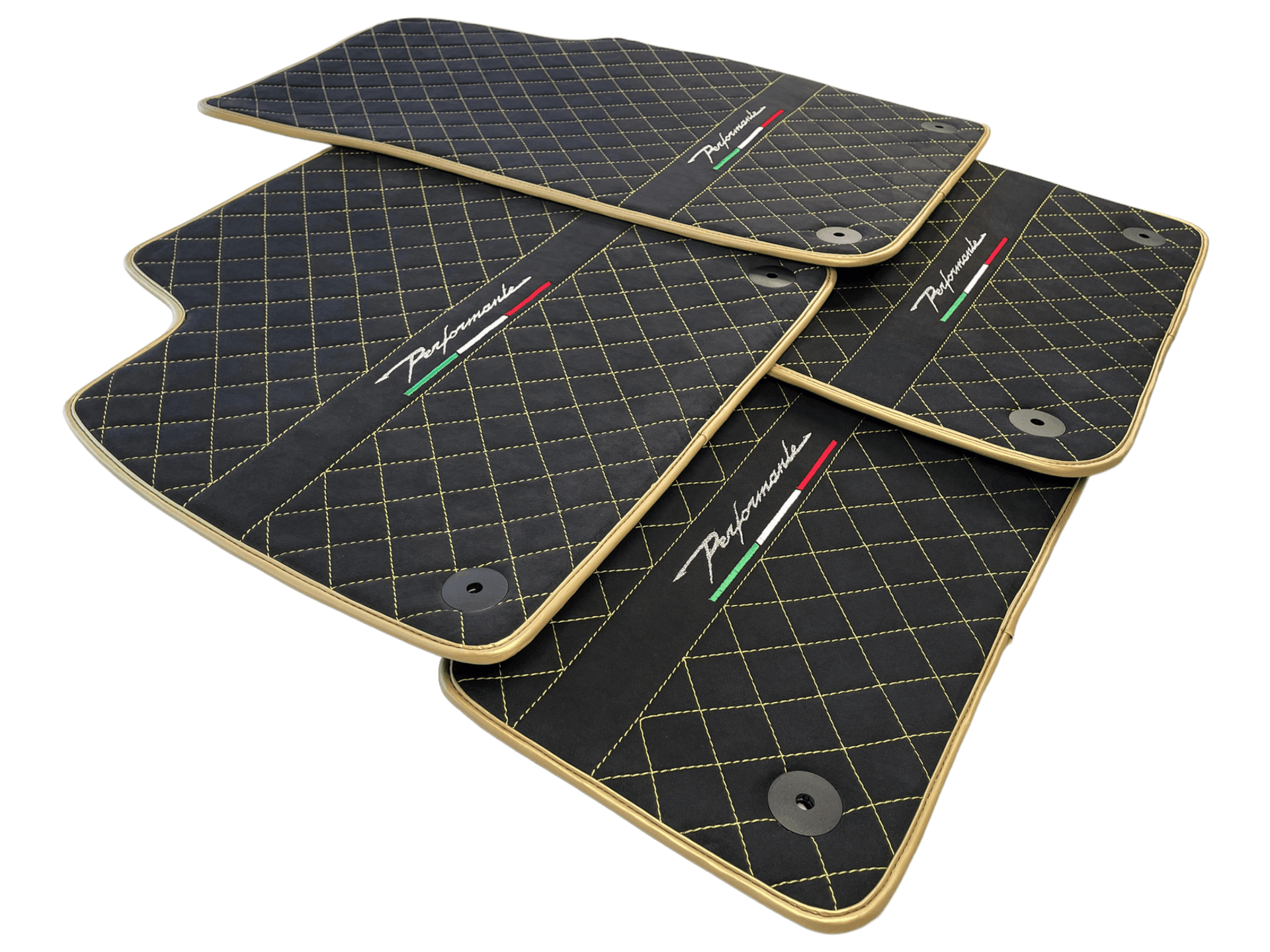 Lamborghini Urus Alcantara Leather Floor Mats with Gold Trim