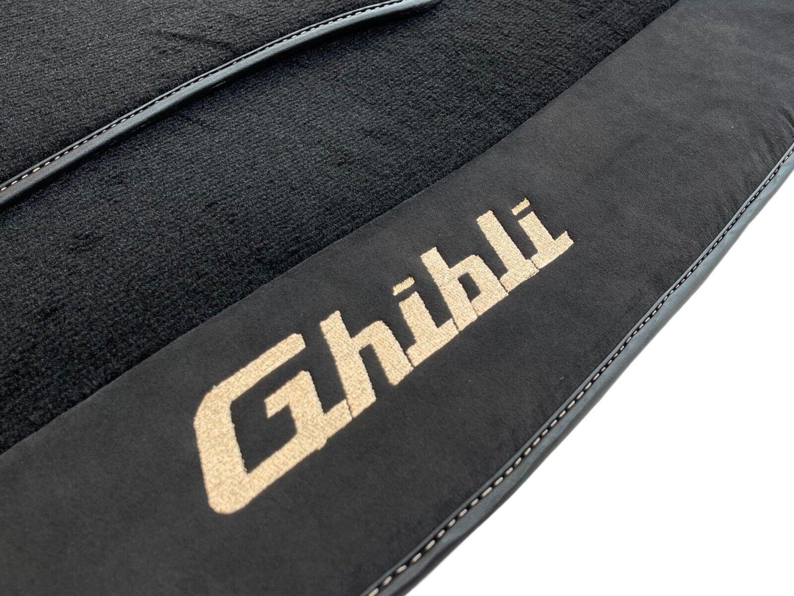 Floor Mats For Maserati Ghibli 2013-2022 Black With Alcantara Leather - AutoWin