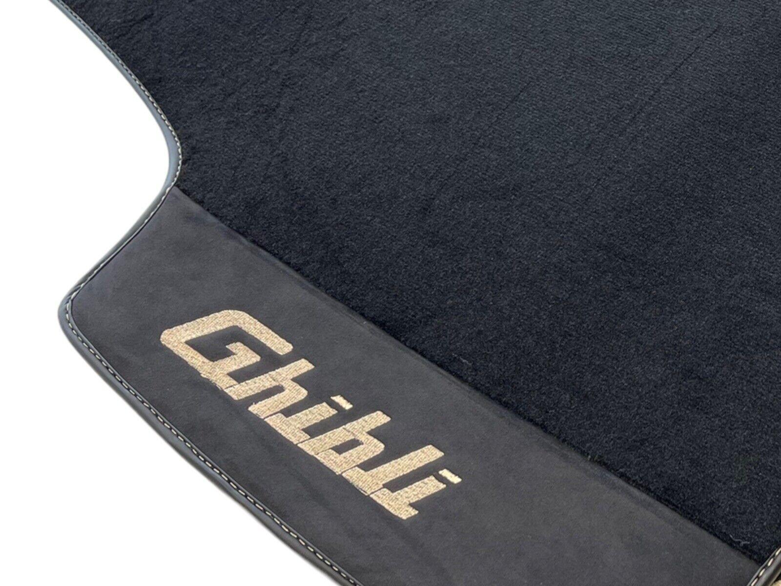 Floor Mats For Maserati Ghibli 2013-2022 Black With Alcantara Leather - AutoWin