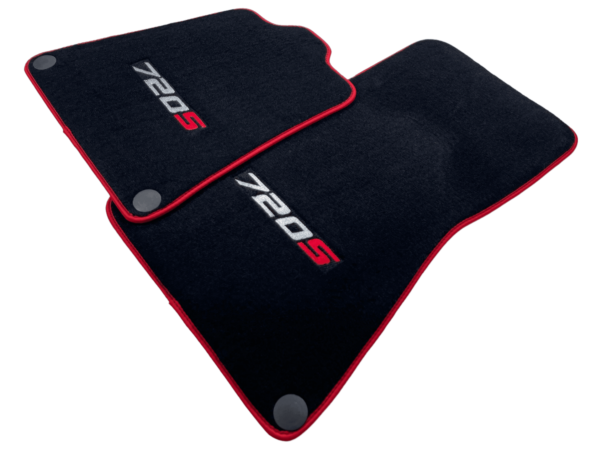 Floor Mats For McLaren 720S Black Tailored With Red Trim - AutoWin
