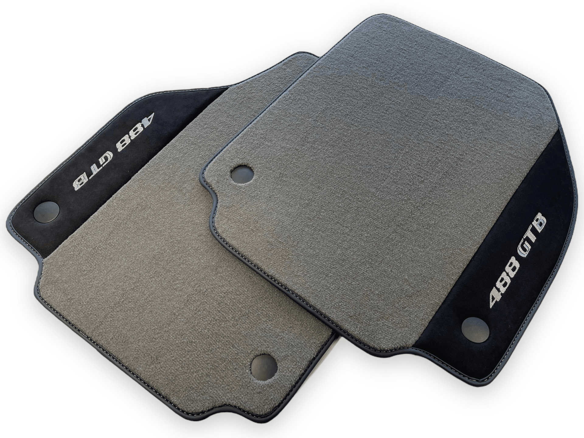 Gray Floor Mats For Ferrari 488 GTB 2015-2022 Carpets With Alcantara Leather - AutoWin