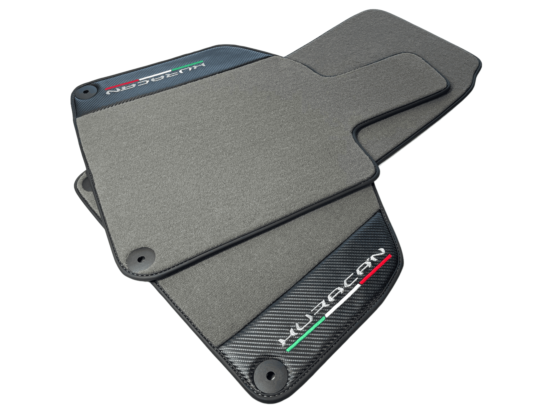 Gray Floor Mats for Lamborghini Huracan With Carbon Fiber Leather - AutoWin