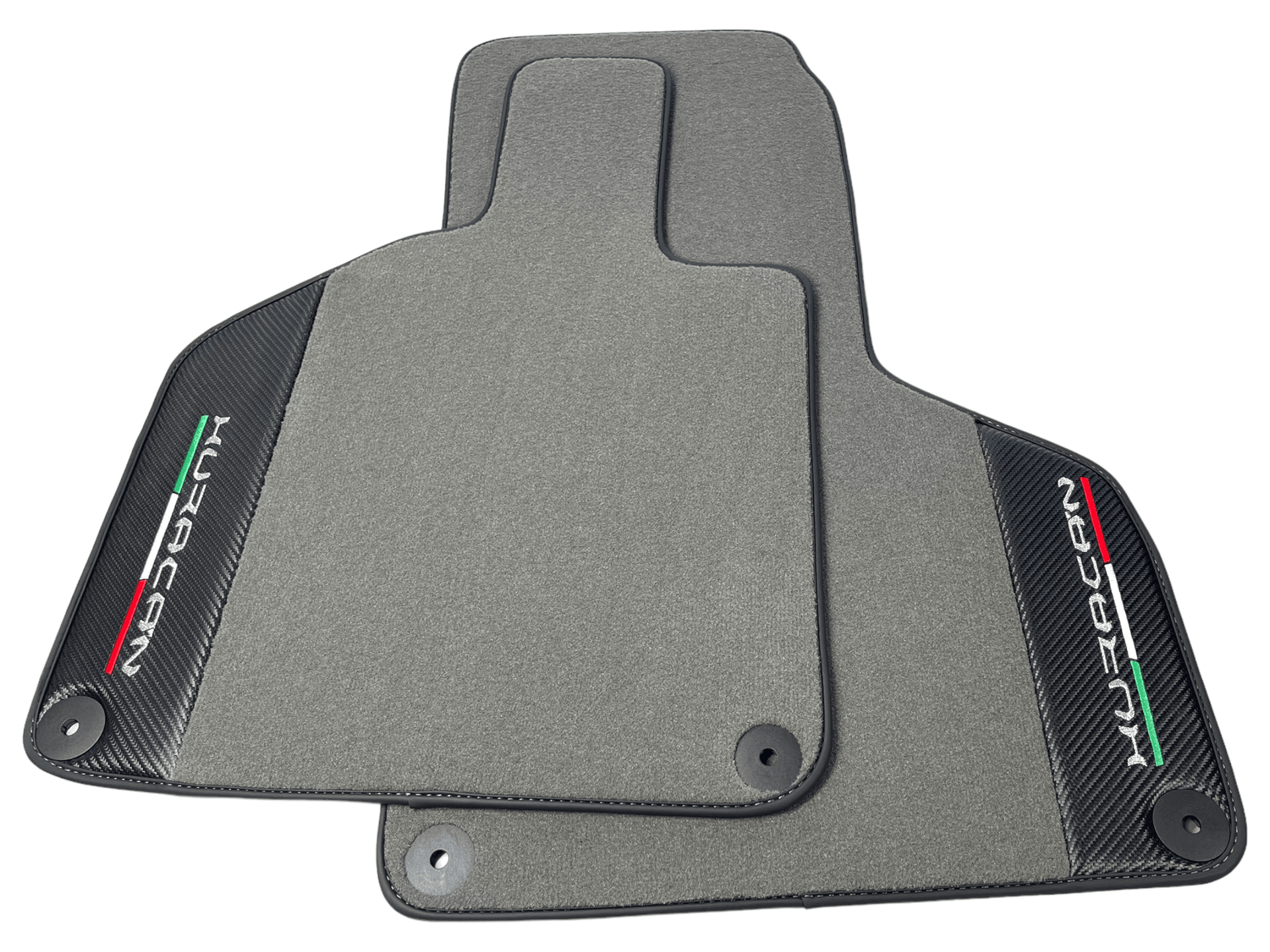 Gray Floor Mats for Lamborghini Huracan With Carbon Fiber Leather - AutoWin